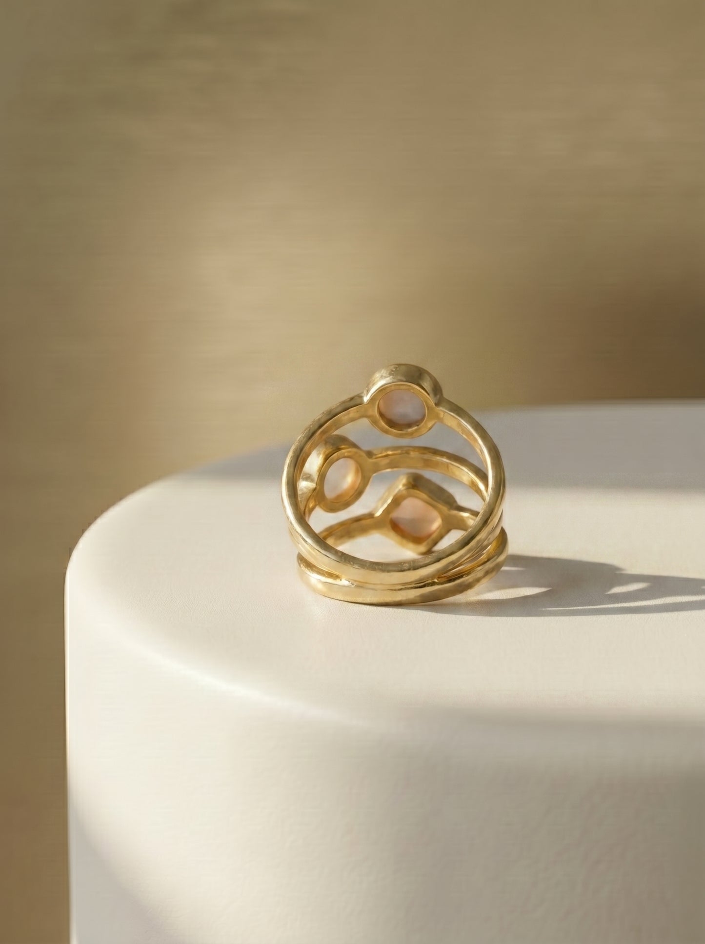 Multi - Stone Ring. Mother of Pearl, Rose Quartz & Amazonite Ring.