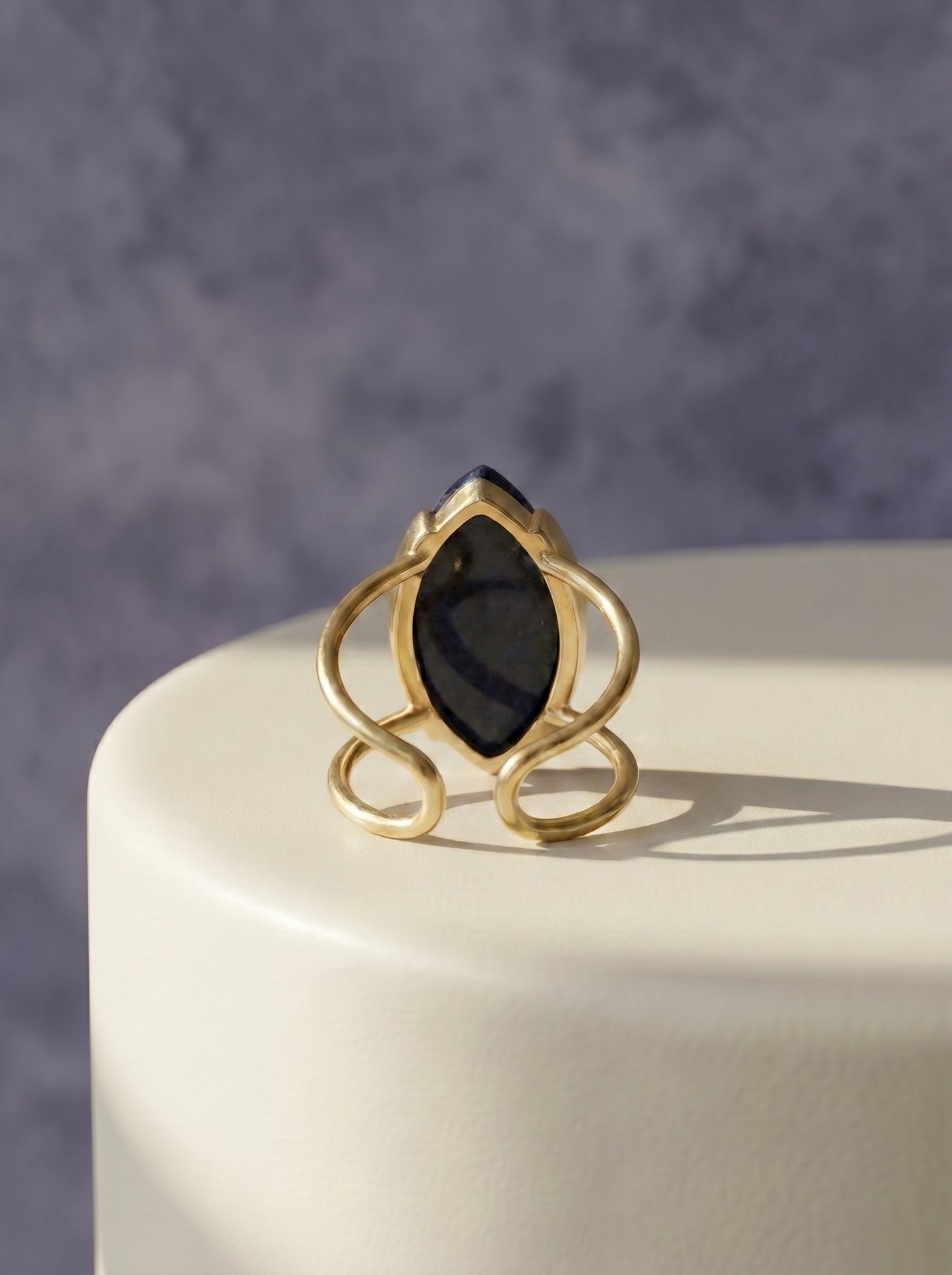 Sodalite Marquise Gold Ring