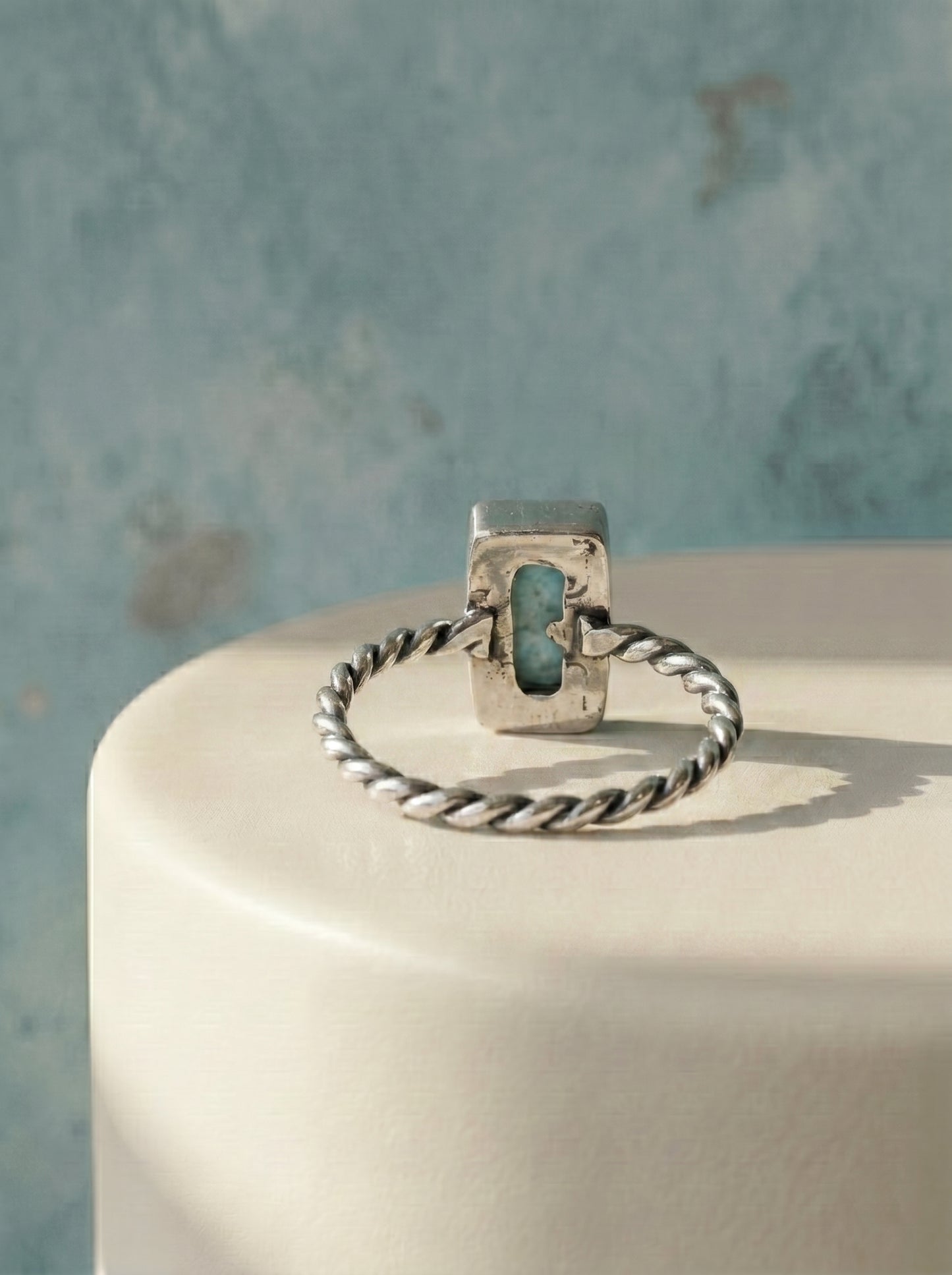 Larimar Rectangle Cabochon Sterling Silver Ring