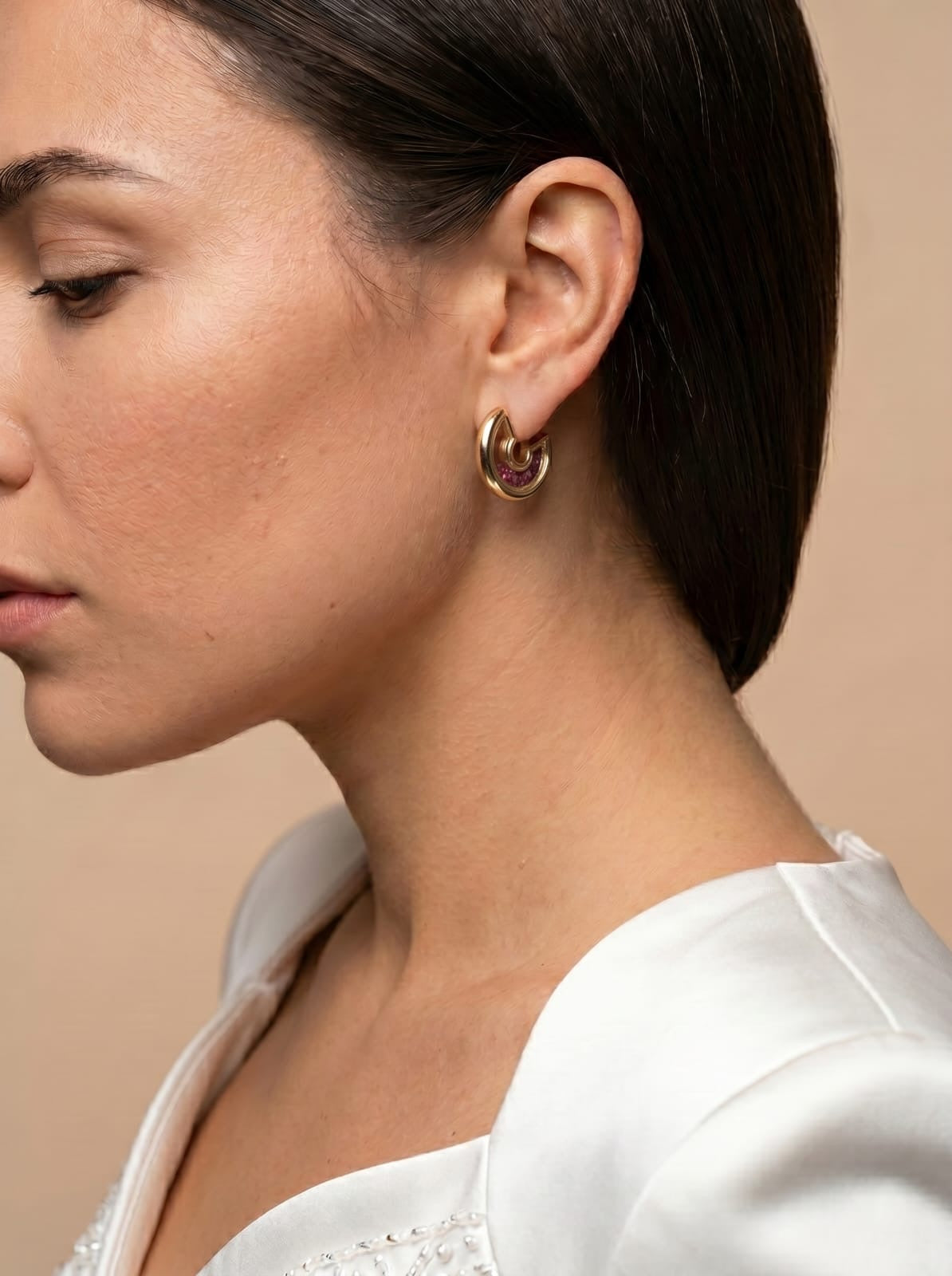Pink Sparkle Gold Hoops