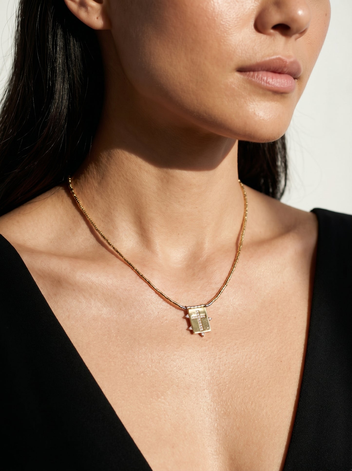 Beaded Cross Pendant Necklace