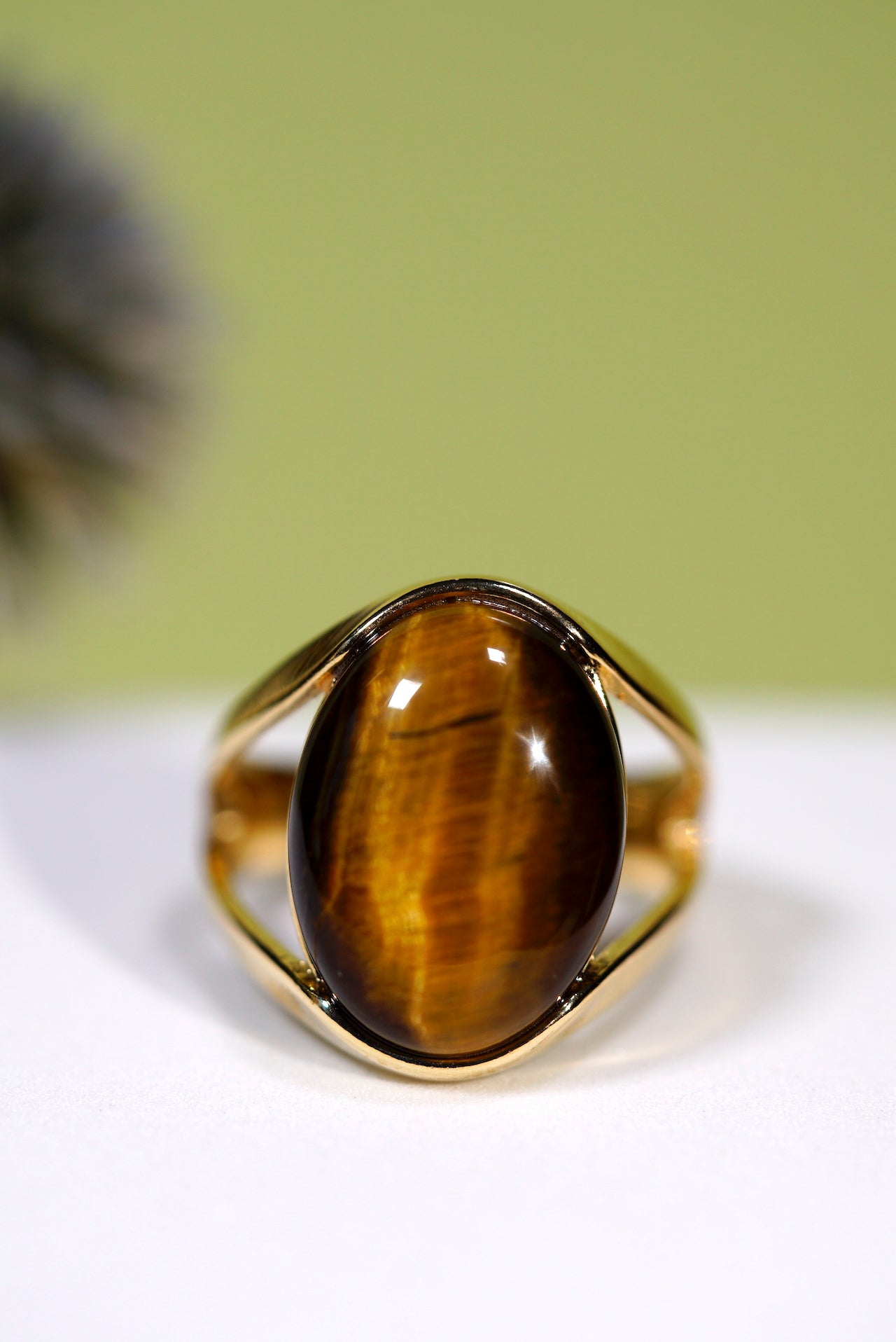 TIger's Eye Oval Gold Plated Ring