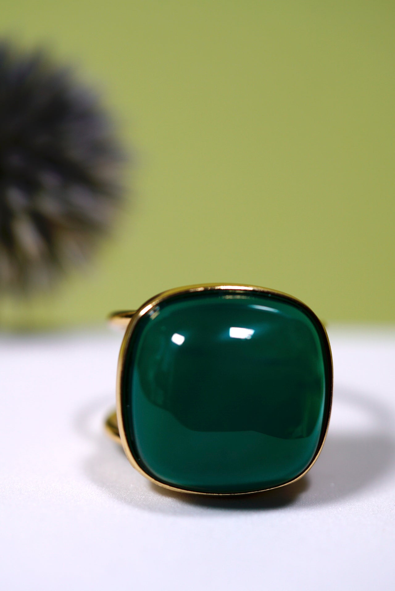 Green Agate Statement Ring