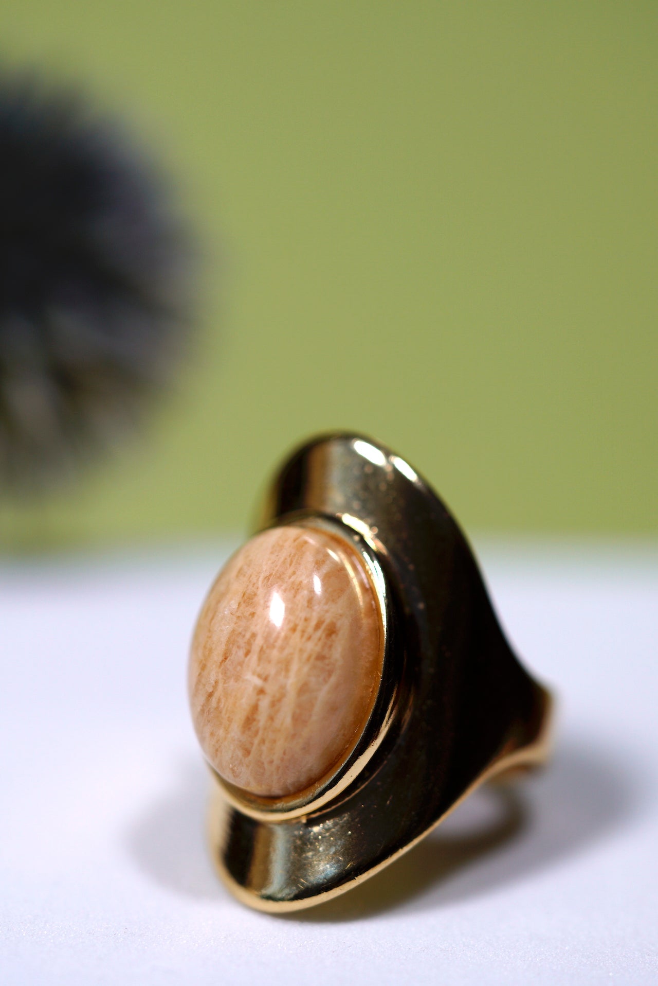Amazonite Beige Statement Ring