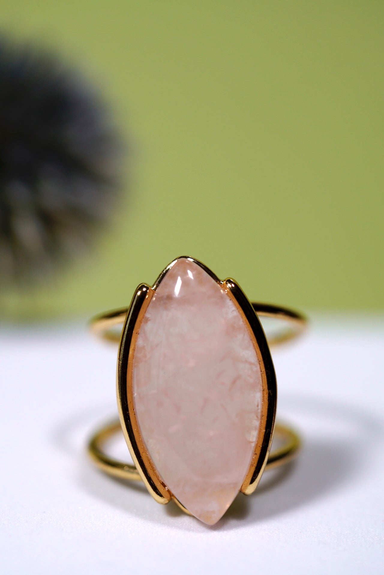 Rose Quartz Marquise Gold Ring