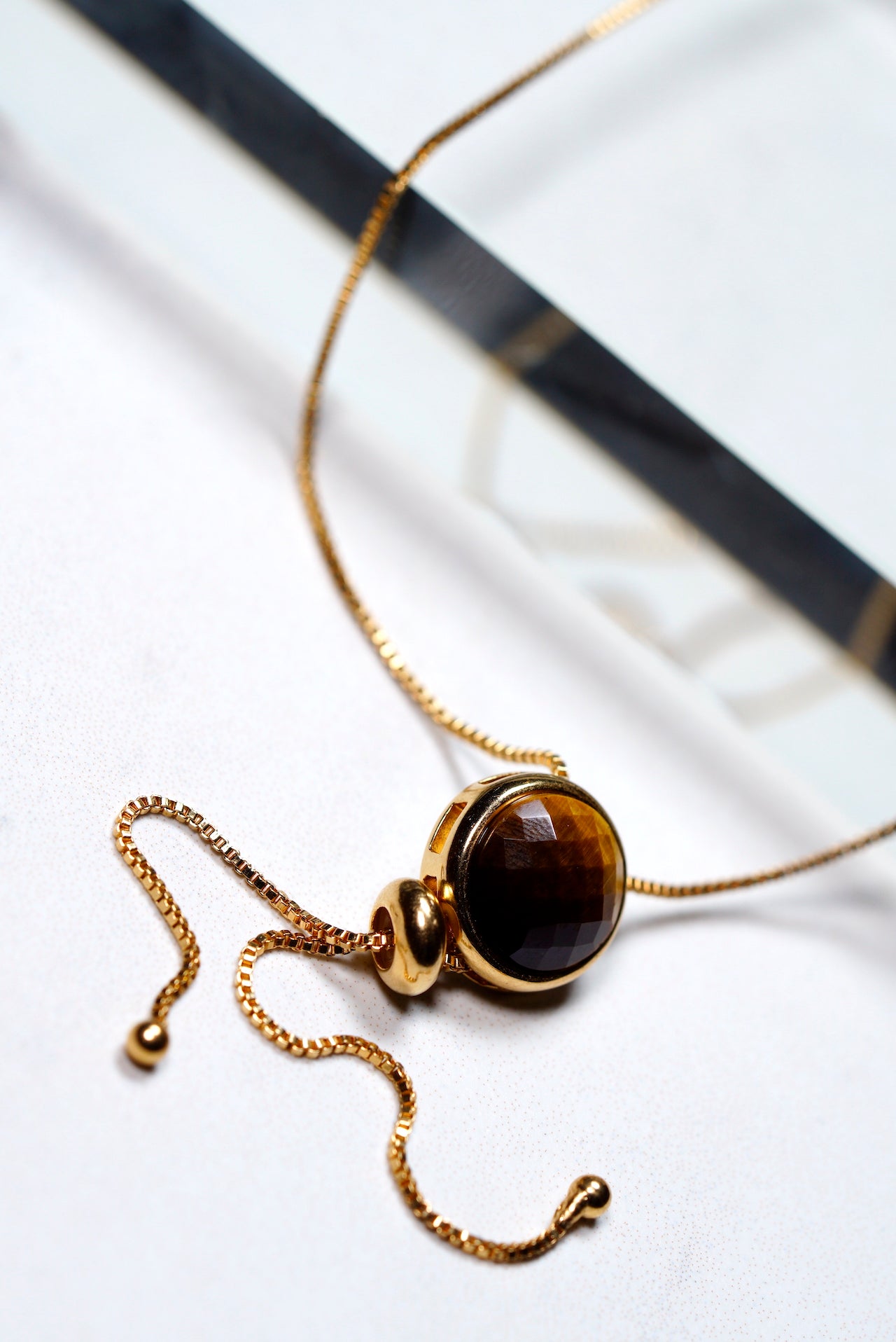 Tiger's Eye Lariat Reversible Necklace
