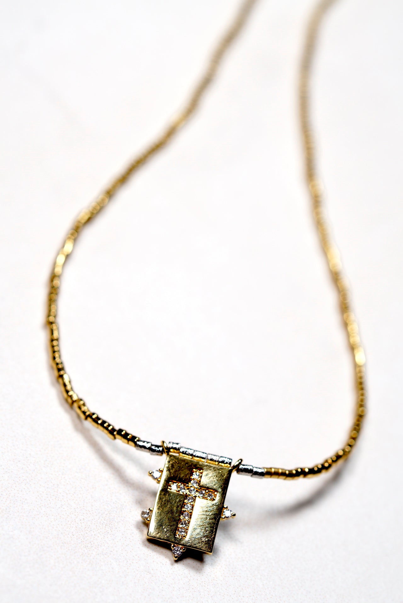 Beaded Cross Pendant Necklace