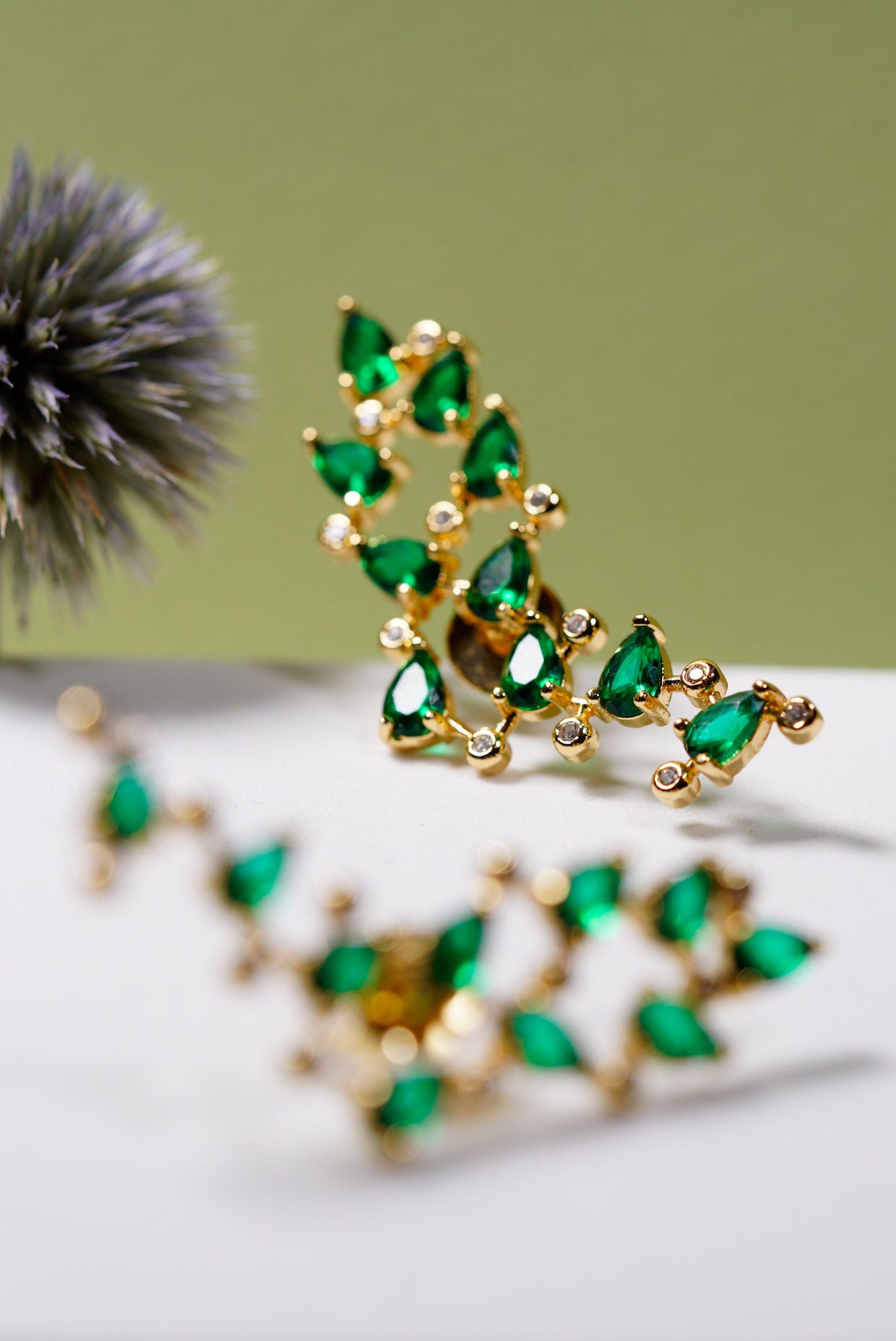 Green Tree Branch Stud Earring