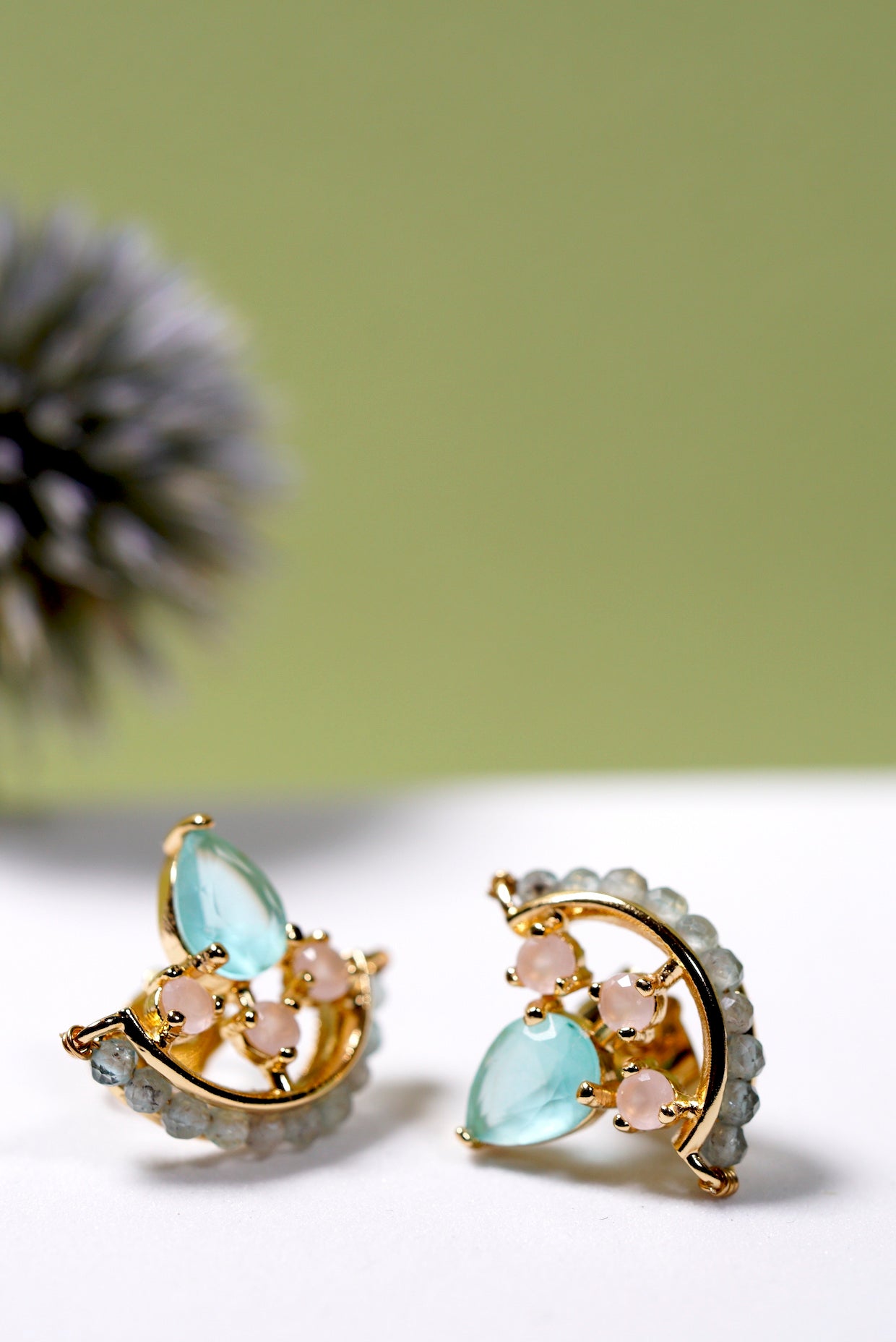 Teardrop Aqua Stud Earrings