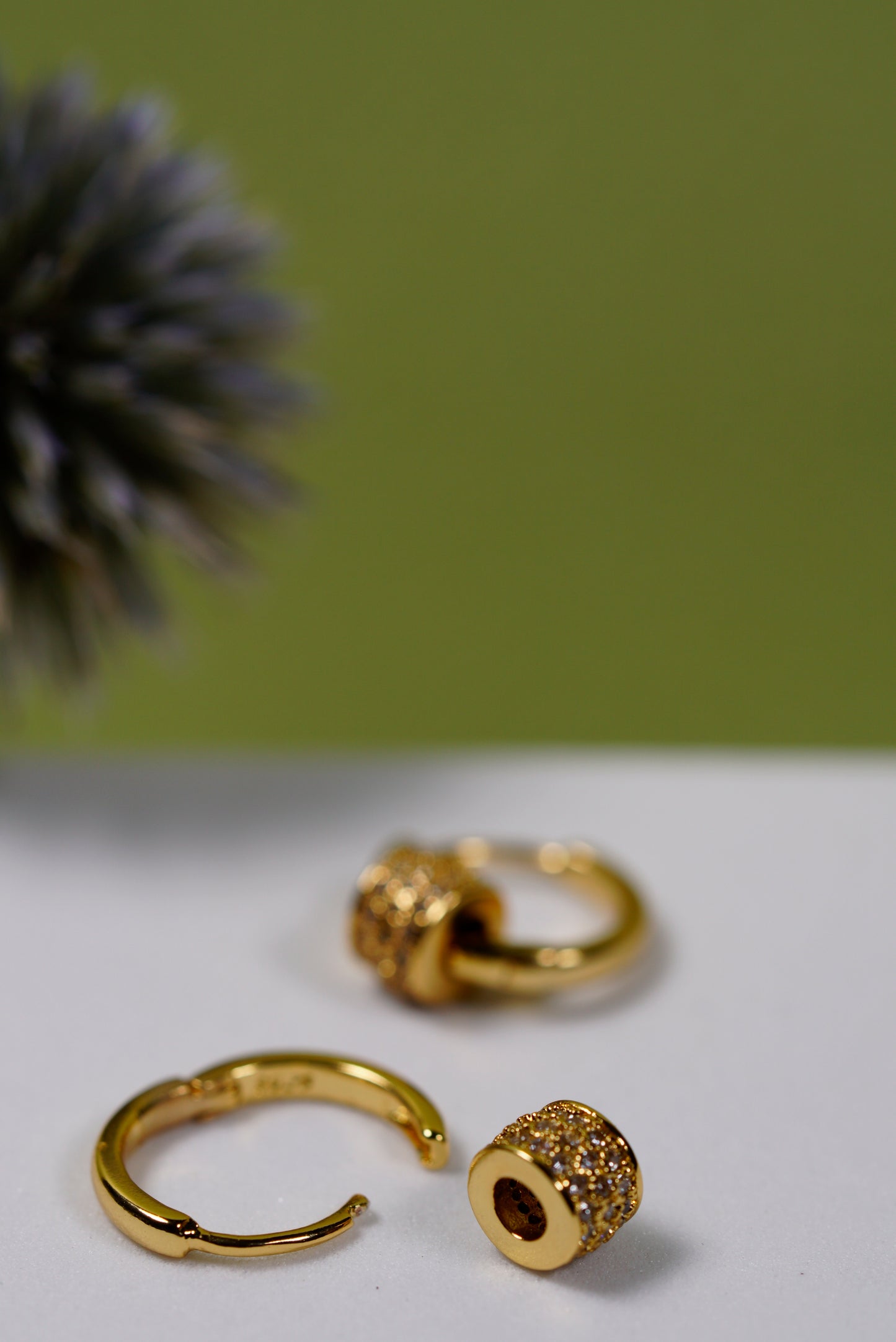 Gold Pavé Charm Huggie Hoop Earrings