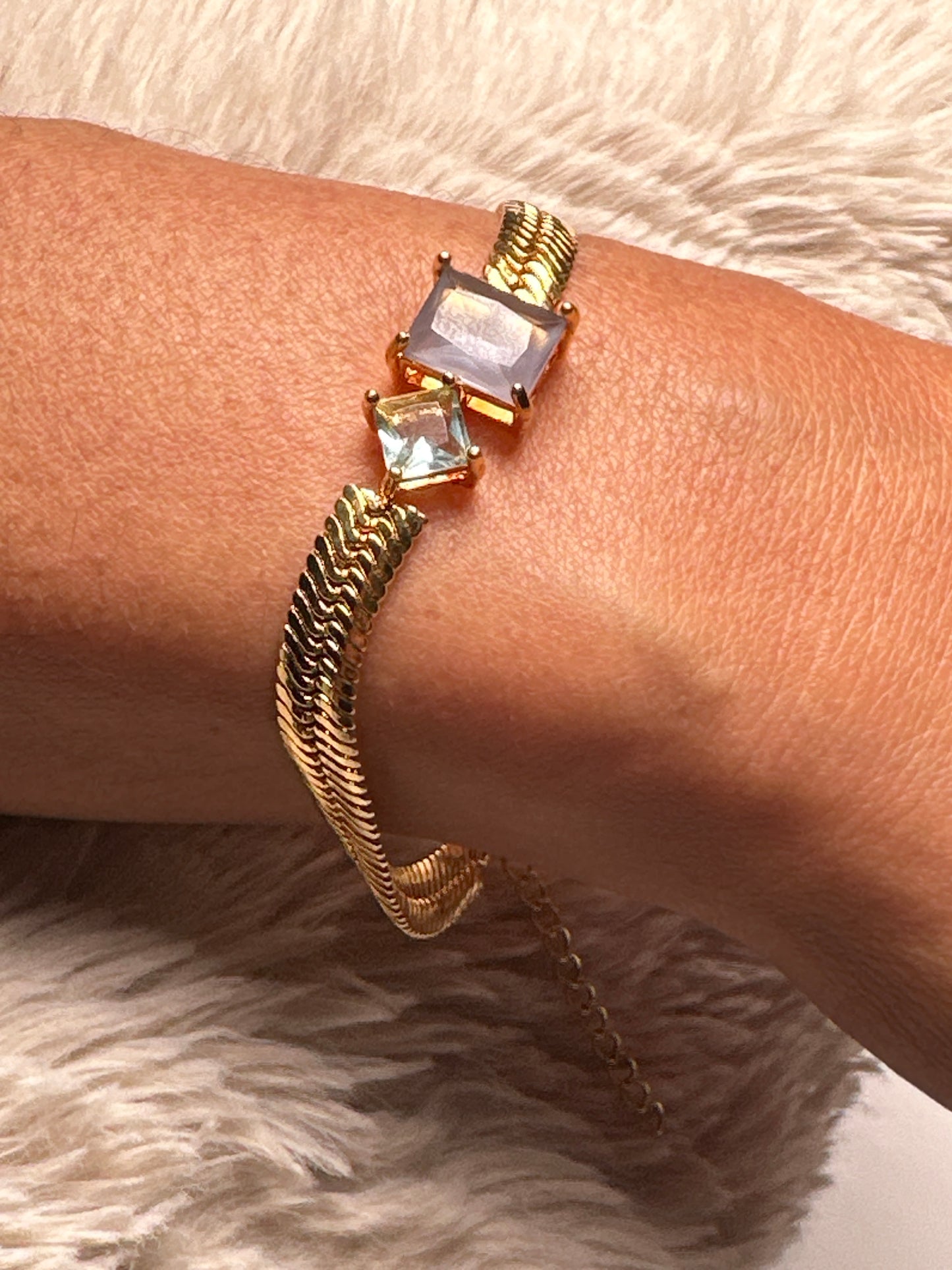 Amethyst and Topaz Gold - Plated Snake Bracelet