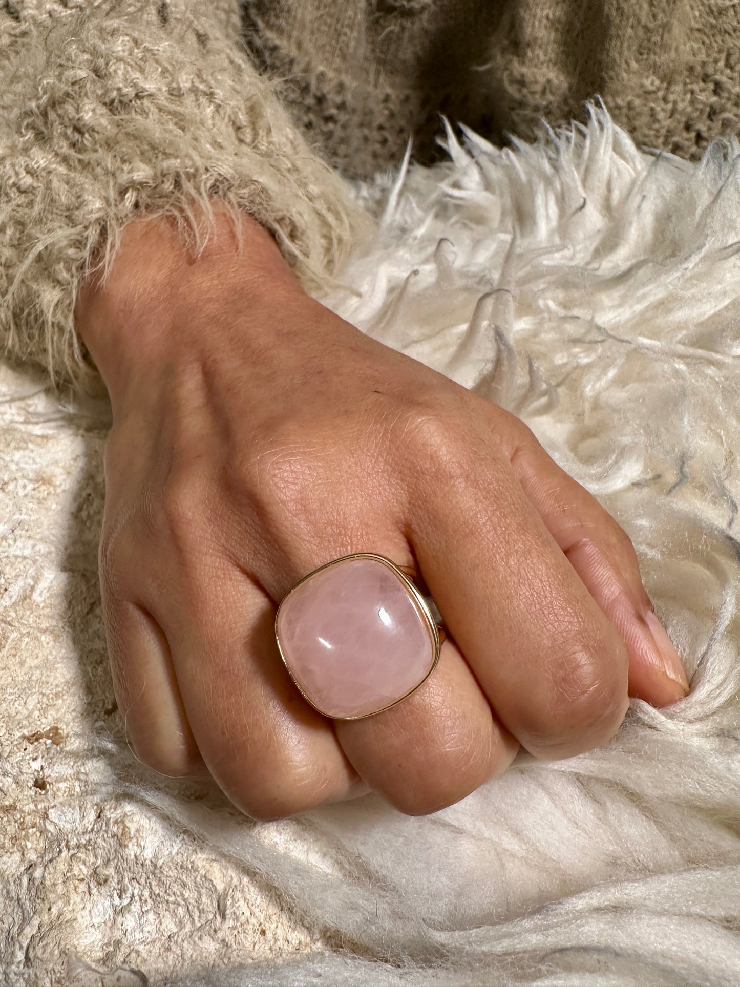 Rose Quartz Adjustable Ring