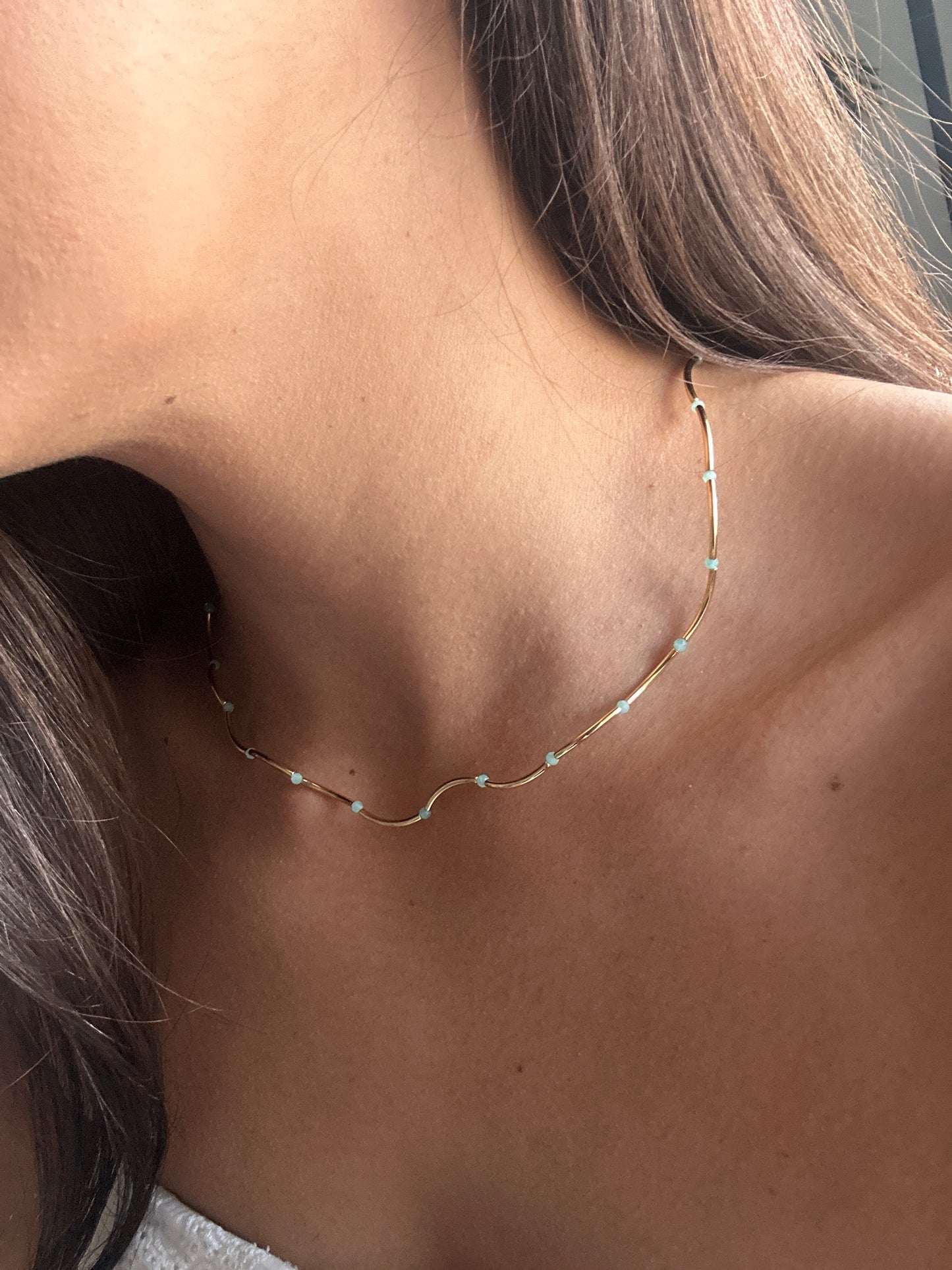 Gold Plated Mint Bead Necklace