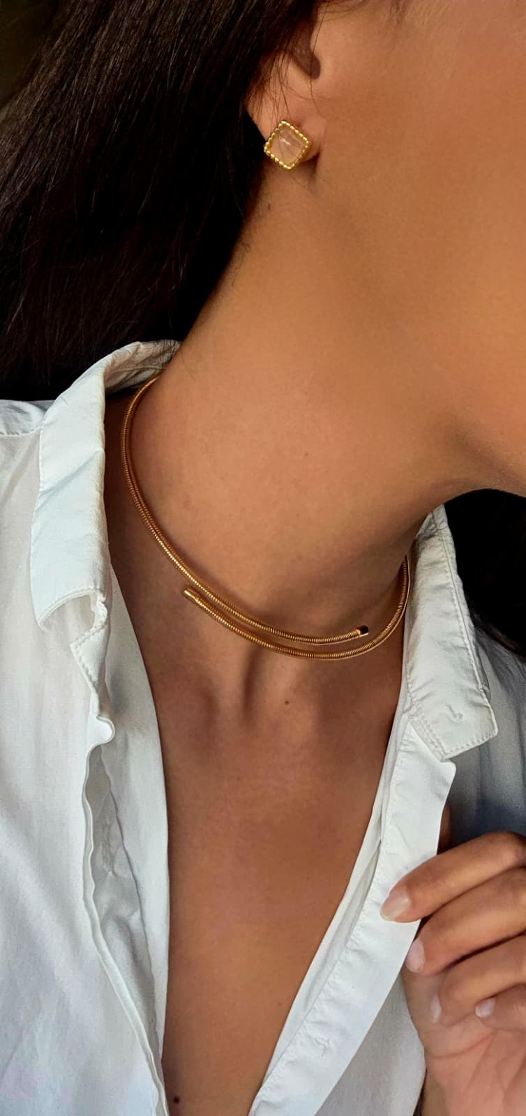 Square Rose quartz Stud Earrings