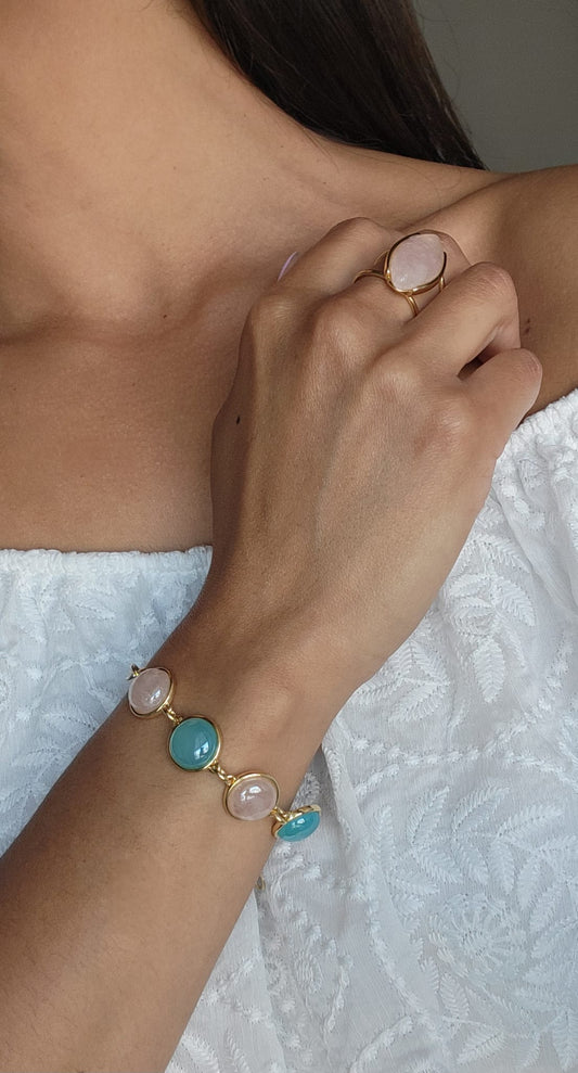 Rose Quartz Marquise Gold Ring