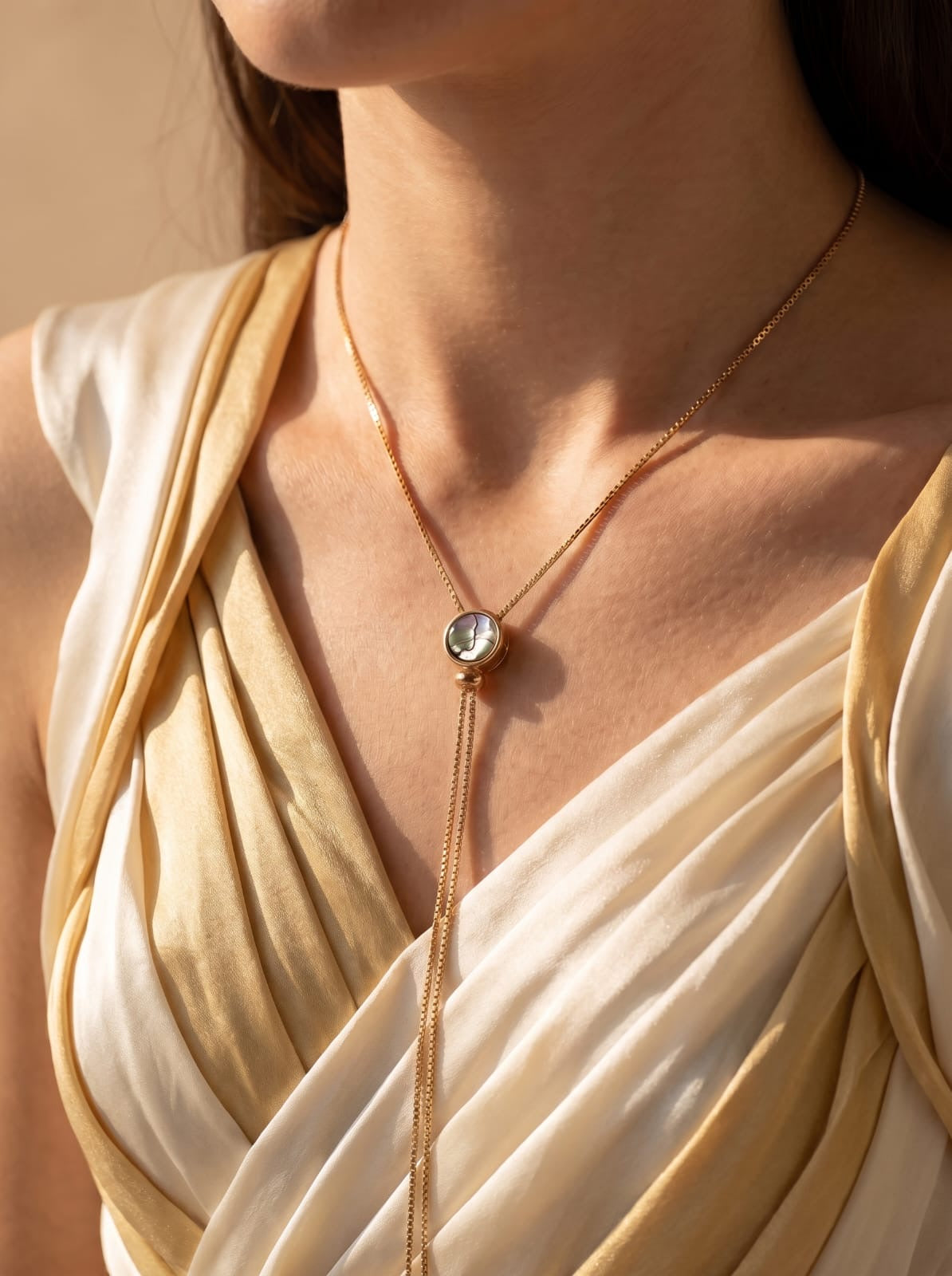 Abalone Lariat Reversible Necklace