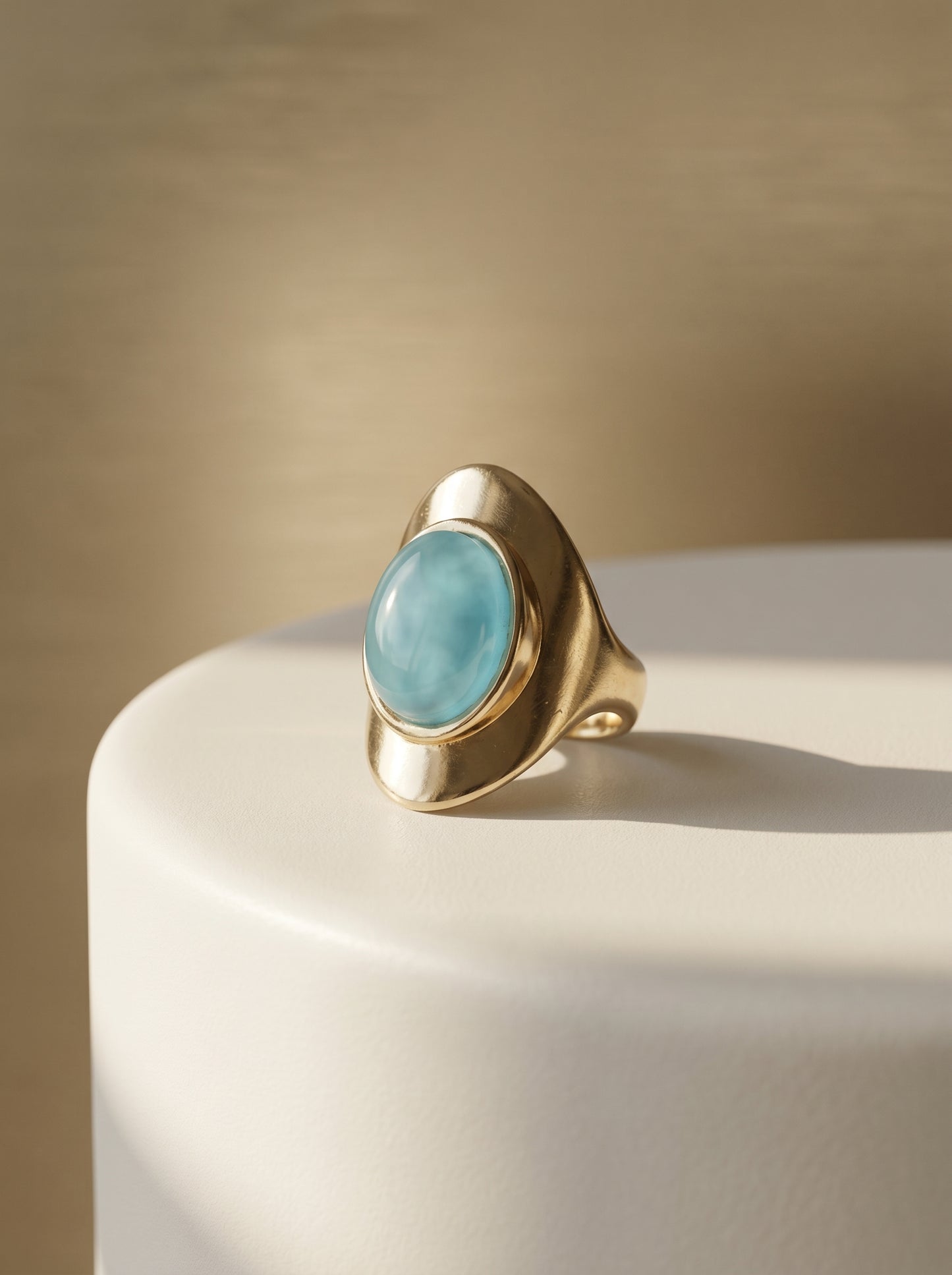Aqua Agate Oval Statement Ring