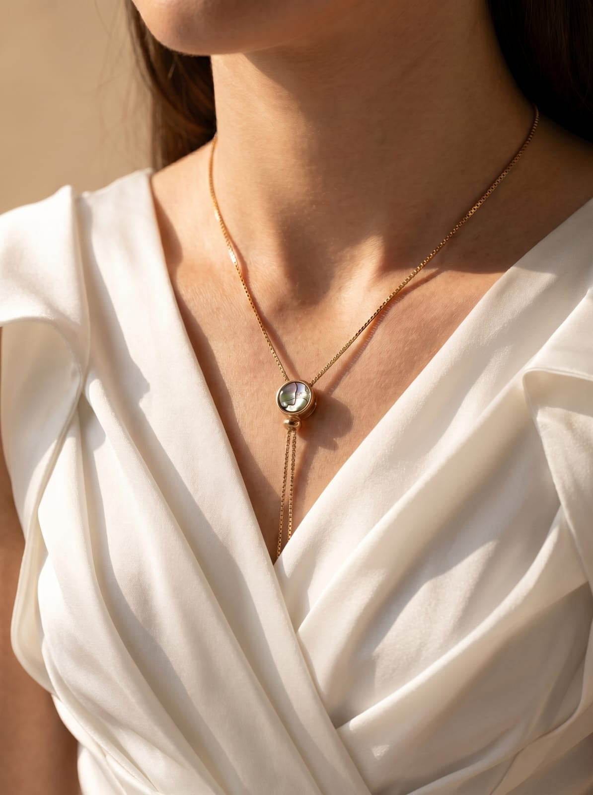 Abalone Lariat  Reversible Necklace