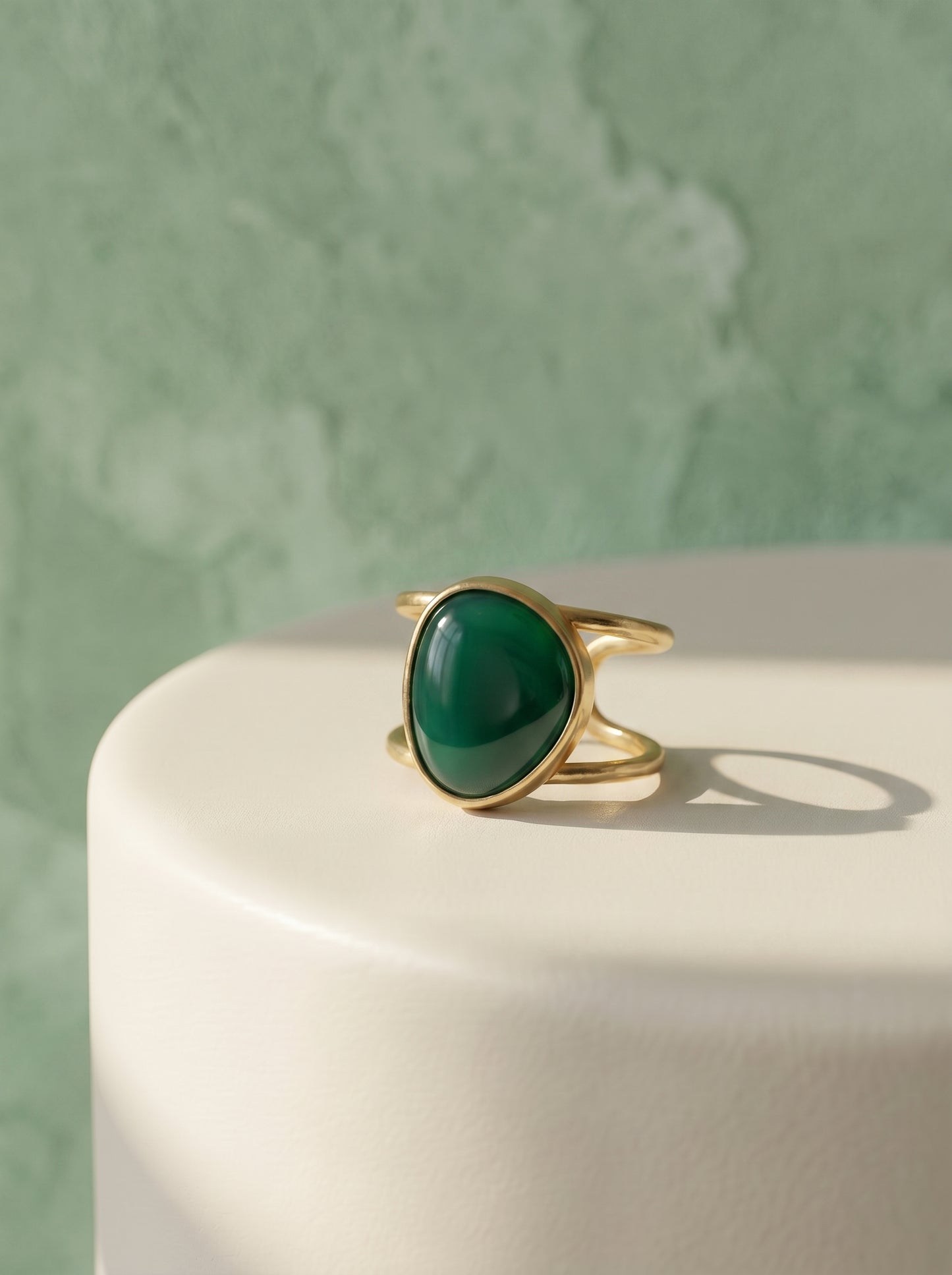 Green Agate Cuff Ring