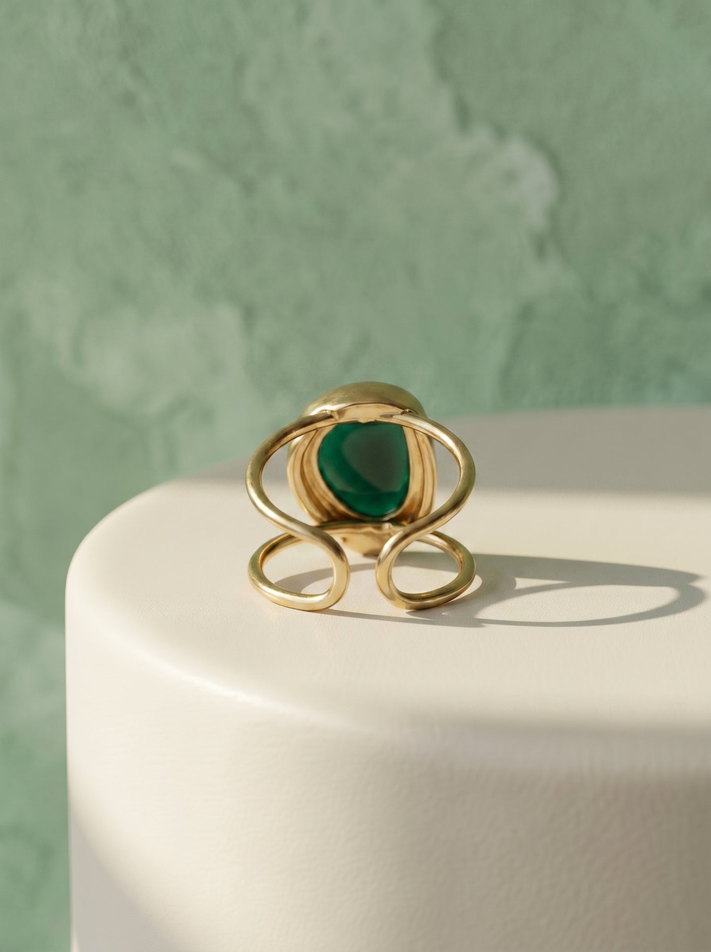 Green Agate Cuff Ring