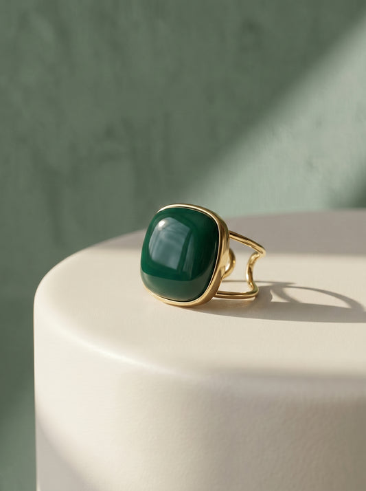 Green Agate Statement Ring