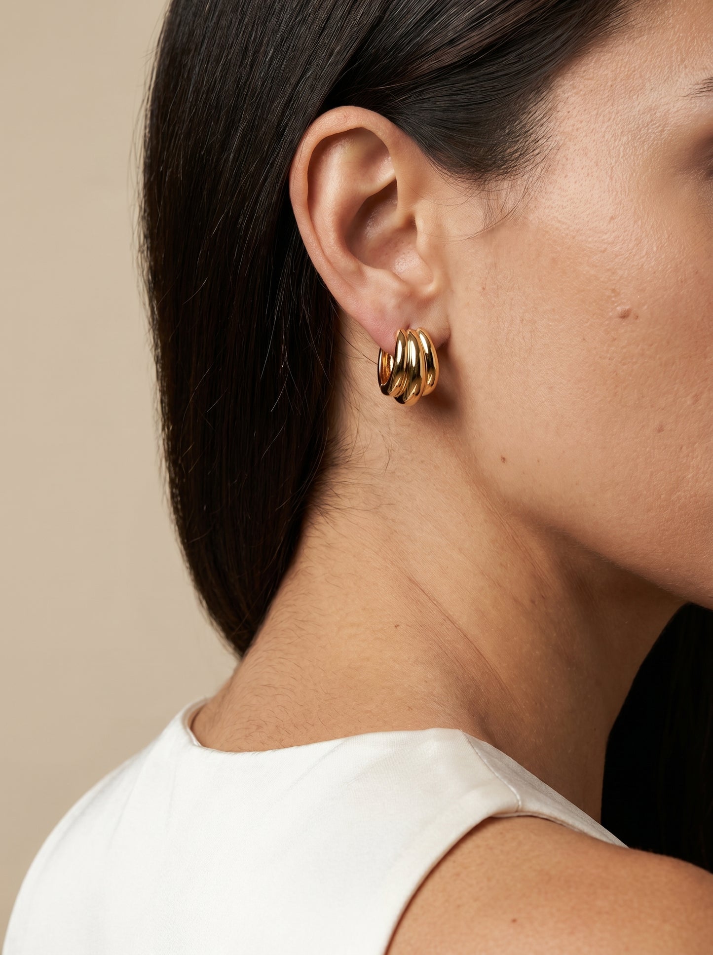 Minimal Gold-Plated Chunk Hoop Earrings