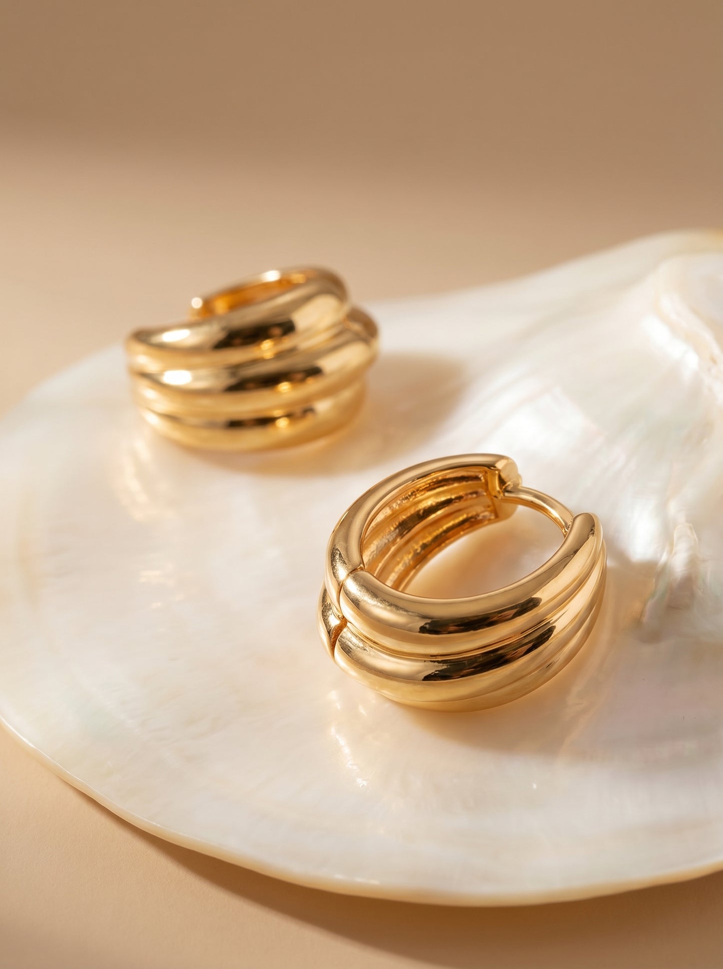 Minimal Gold-Plated Chunk Hoop Earrings