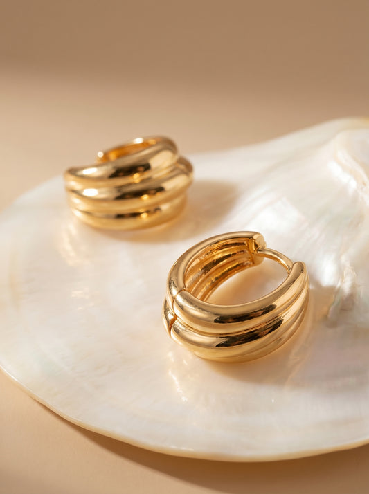 Minimal Gold-Plated Chunk Hoop Earrings