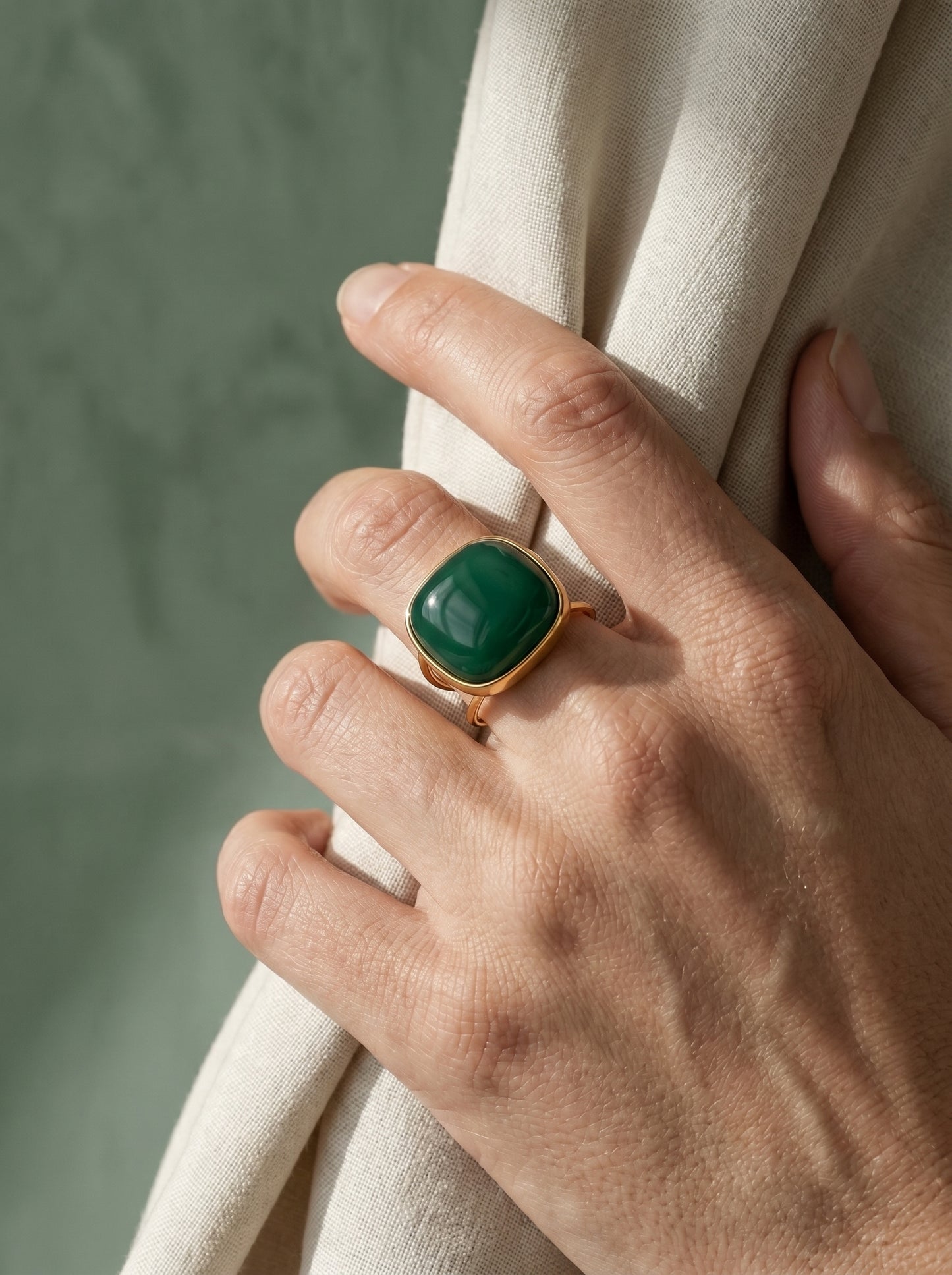 Green Agate Statement Ring