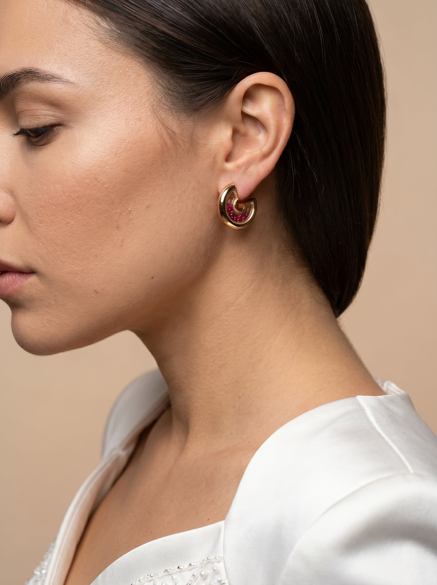 Pink Sparkle Gold Hoops