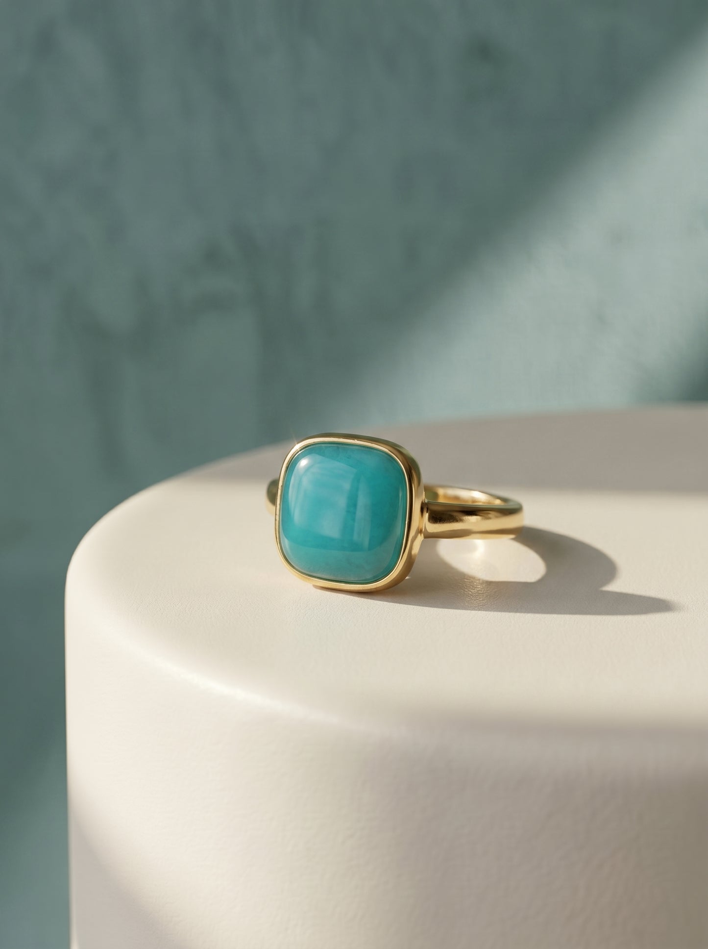 Aqua Agate Cushion Ring