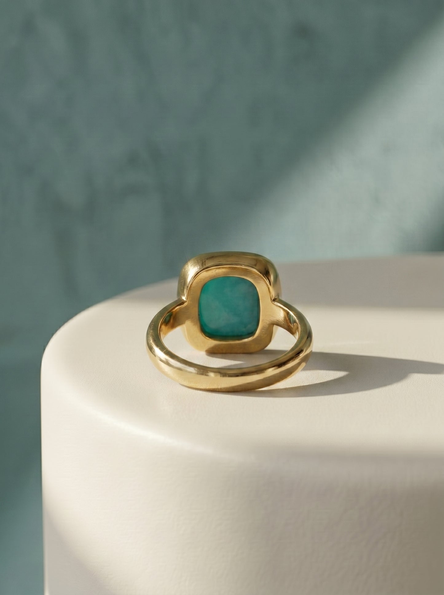 Aqua Agate Cushion Ring
