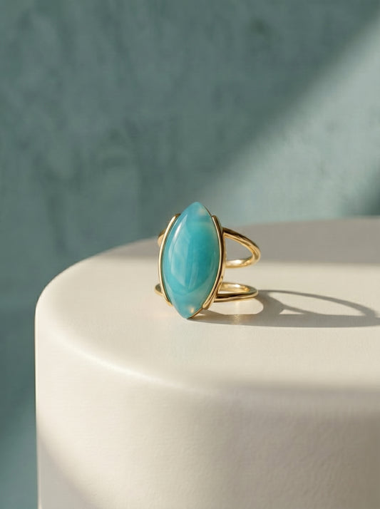 Agate Marquise Gold-Plated Ring