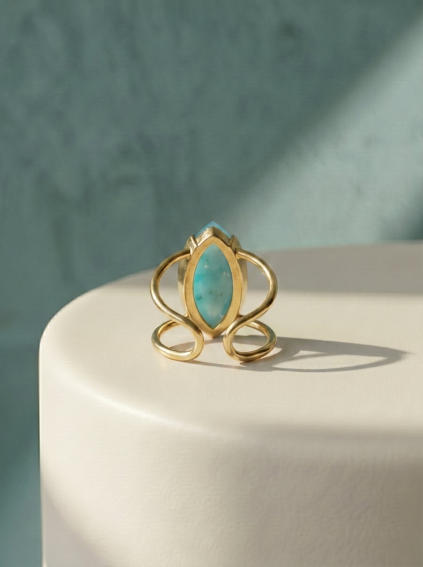 Agate Marquise Gold-Plated Ring