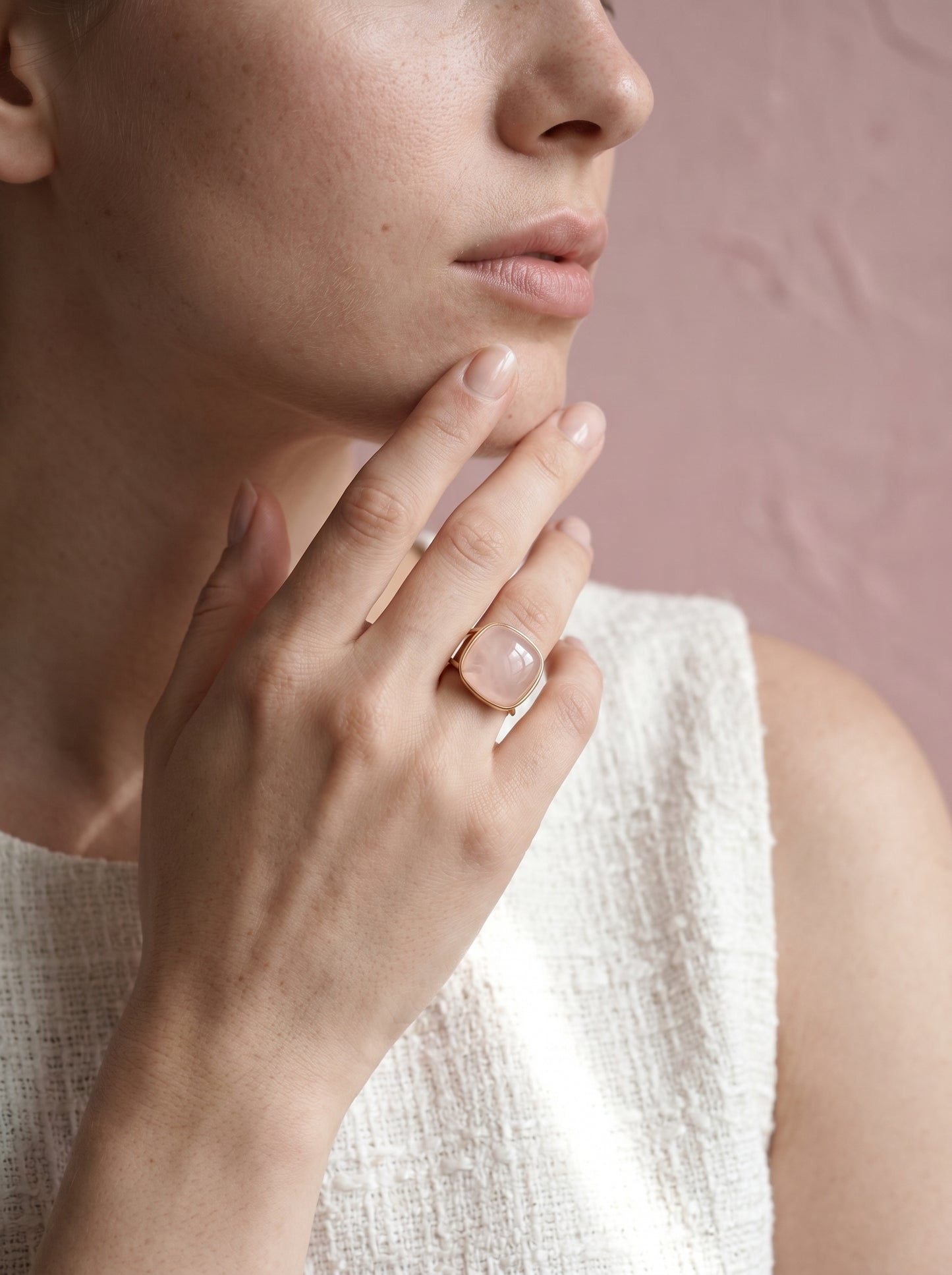 Rose Quartz Adjustable Ring
