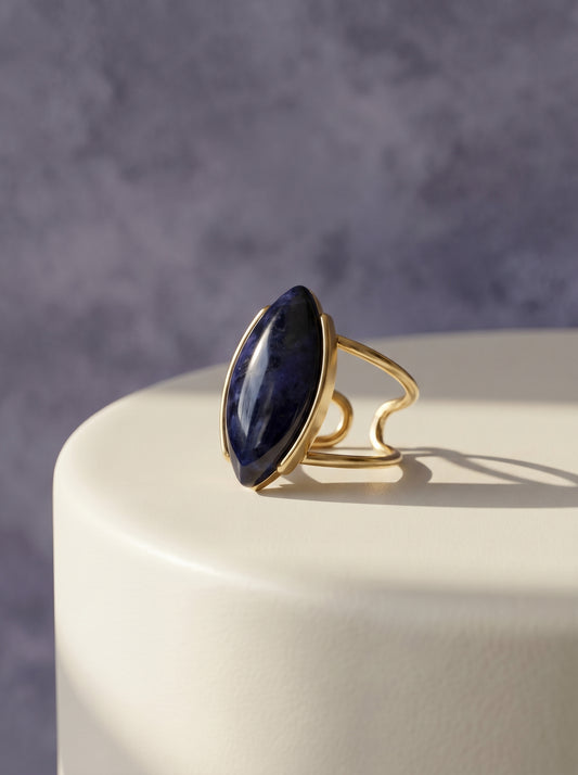 Sodalite Marquise Gold Ring