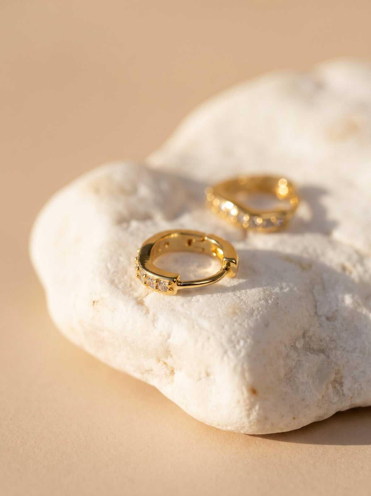 Gold Crystal Huggie Hoop Earrings