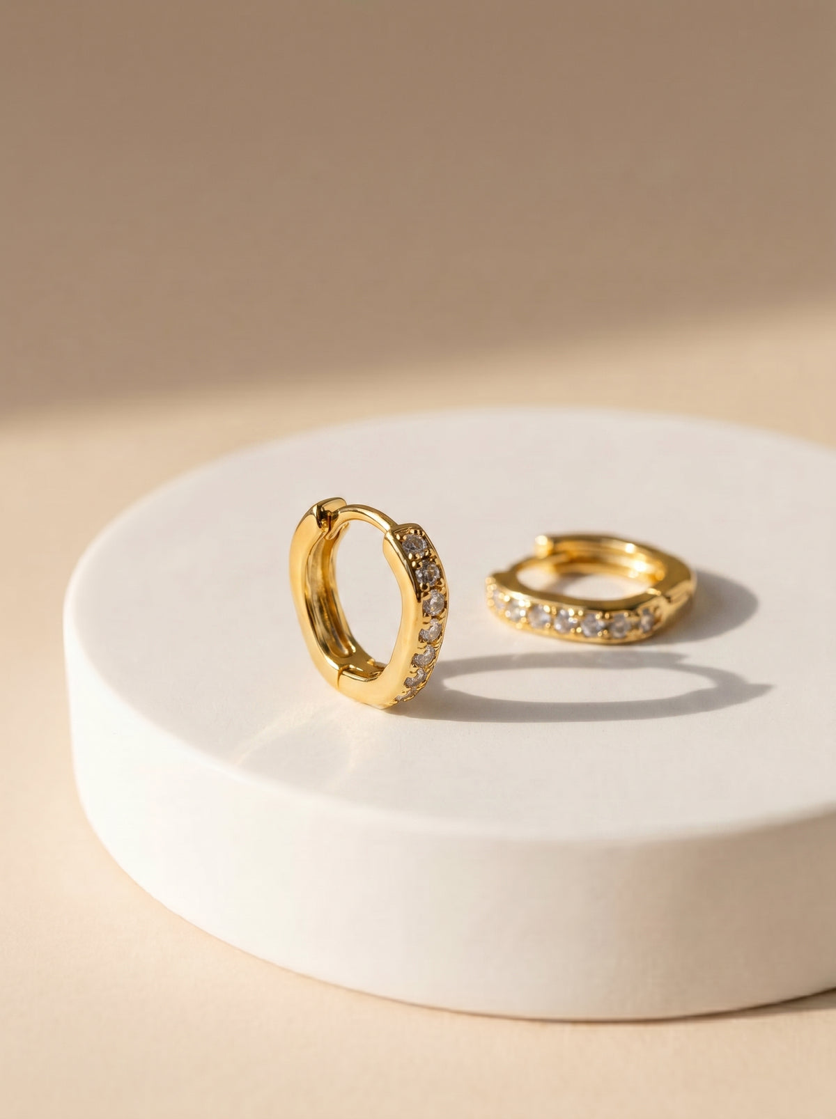 Gold Crystal Huggie Hoop Earrings
