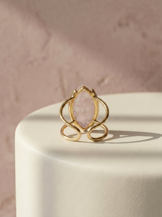Rose Quartz Marquise Gold Ring