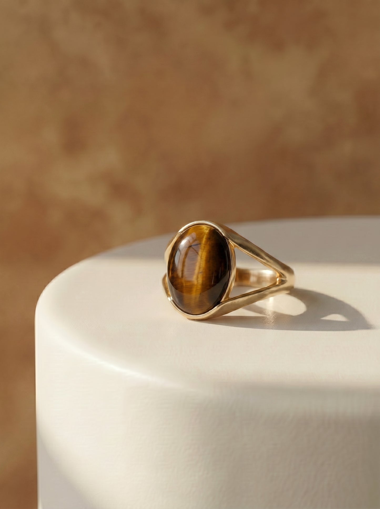TIger's Eye Oval Gold Plated Ring