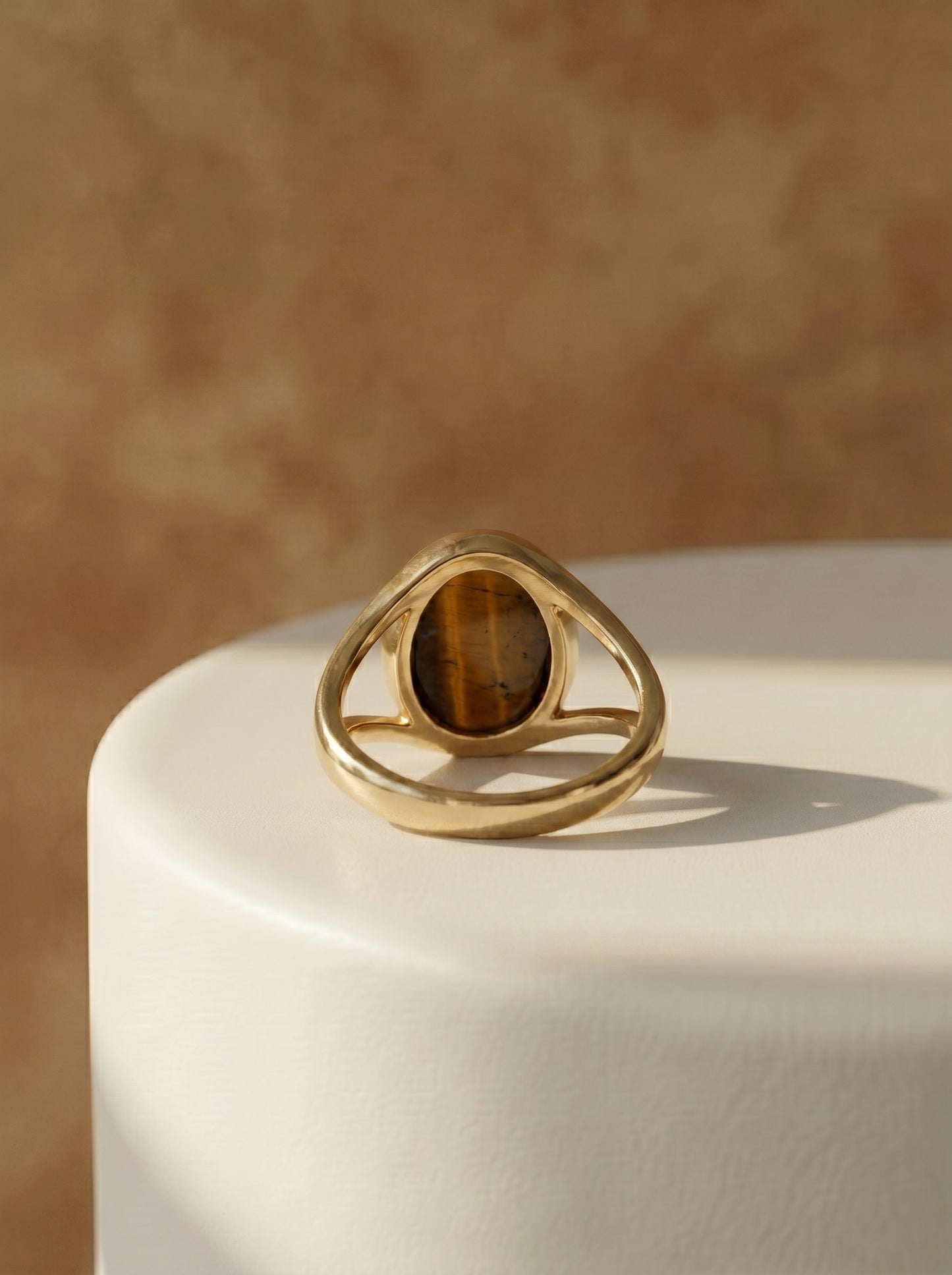 TIger's Eye Oval Gold Plated Ring