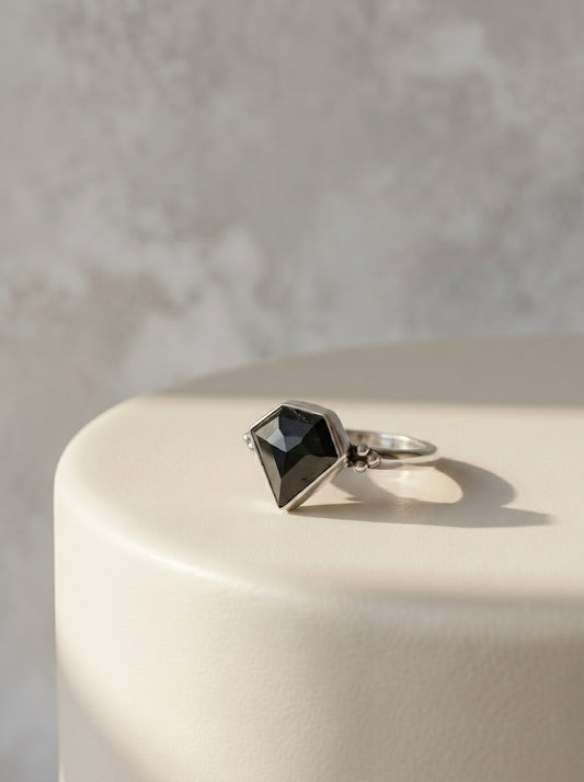 Black Onyx Ornate Silver Ring