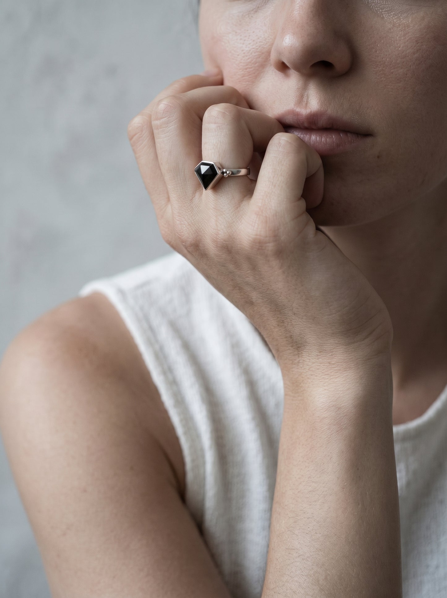 Black Onyx Ornate Silver Ring