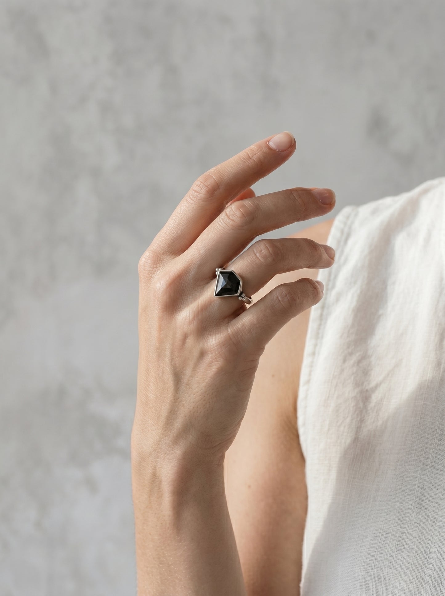 Black Onyx Ornate Silver Ring
