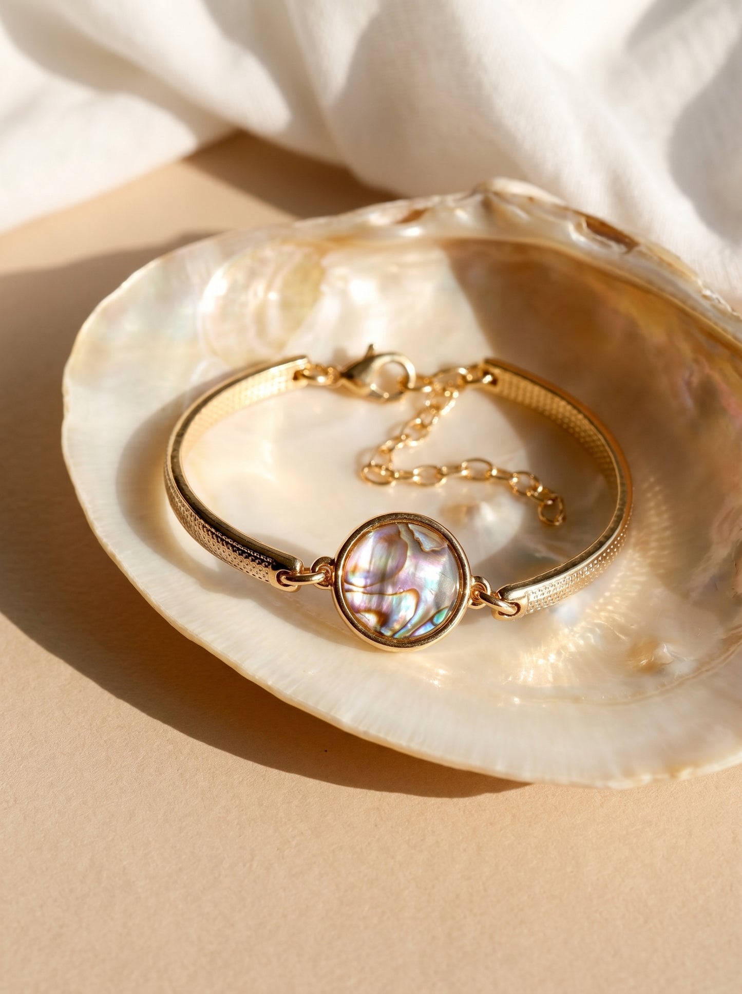 Iridescent  Abalone Bracelet - Gold and Rhodium Plated