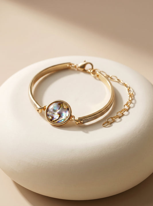 Iridescent  Abalone Bracelet - Gold and Rhodium Plated