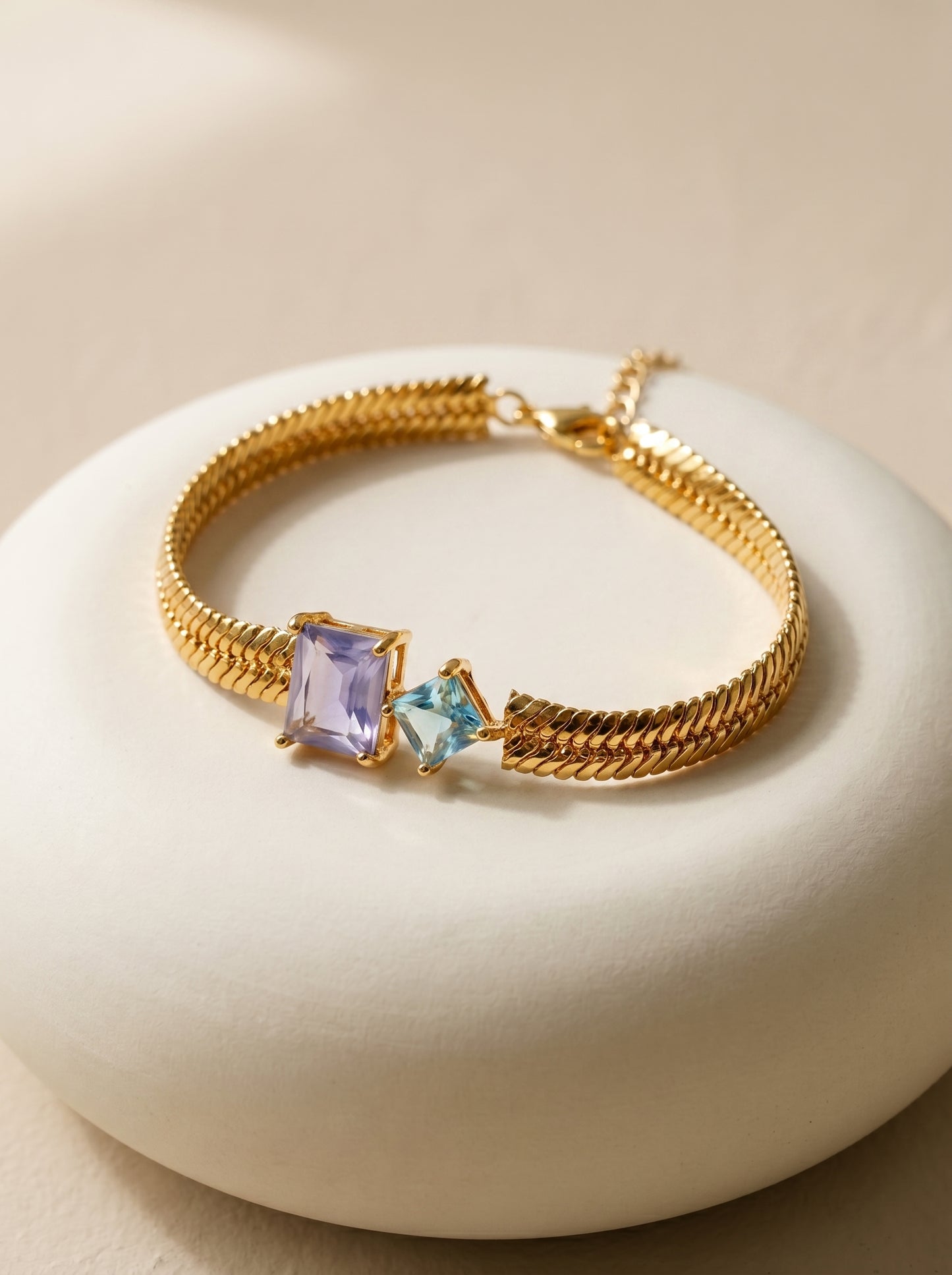 Amethyst and Topaz Gold - Plated Snake Bracelet