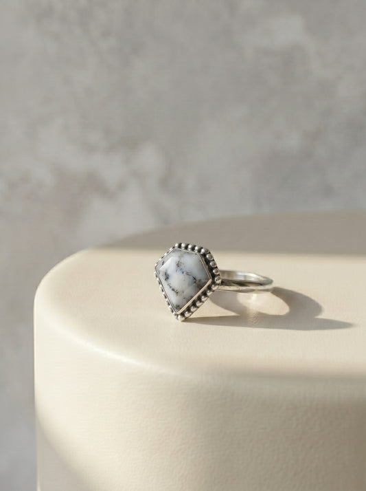 Dendrite Opal Kite Sterling Silver Ring
