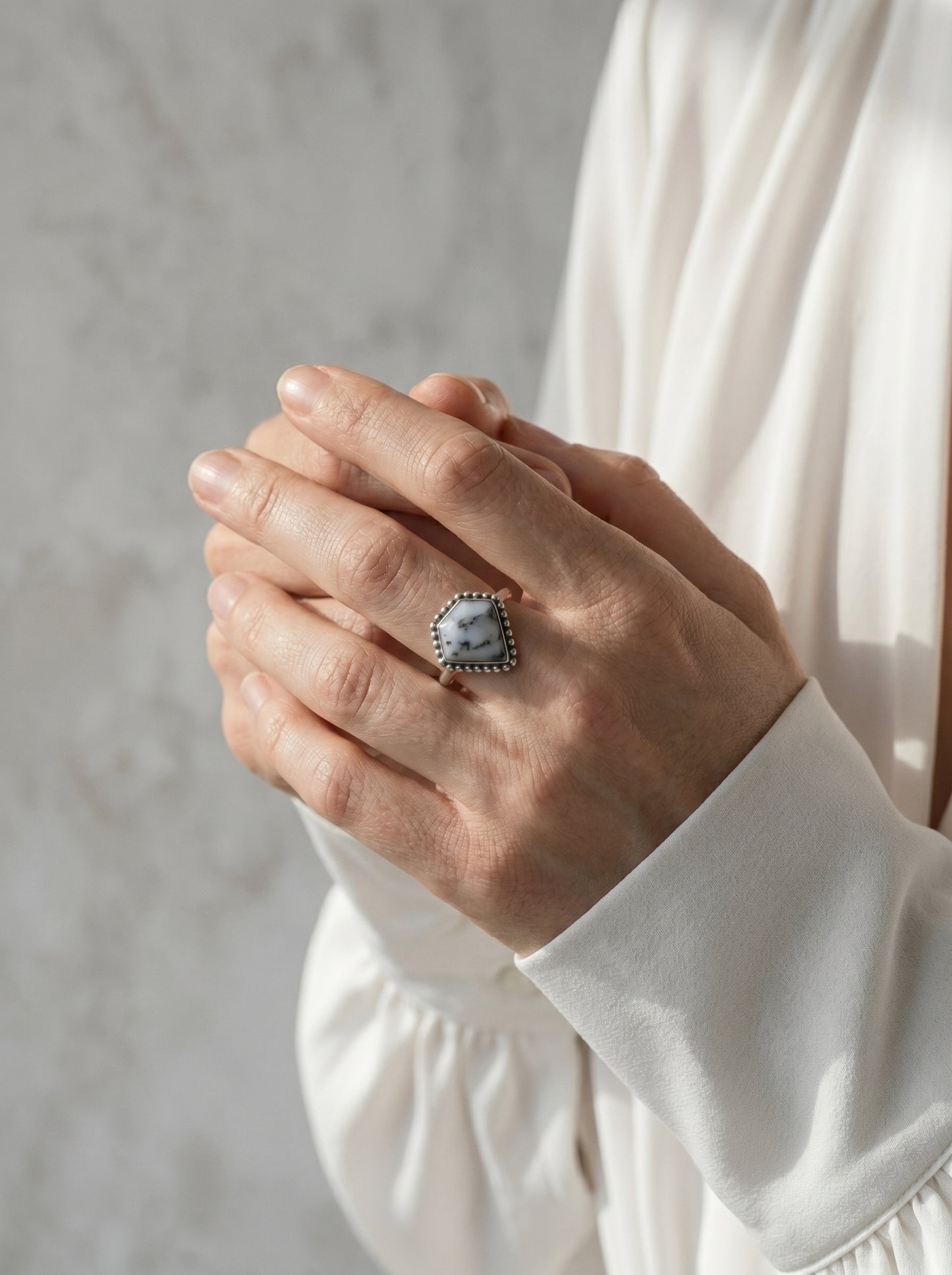 Dendrite Opal Kite Sterling Silver Ring