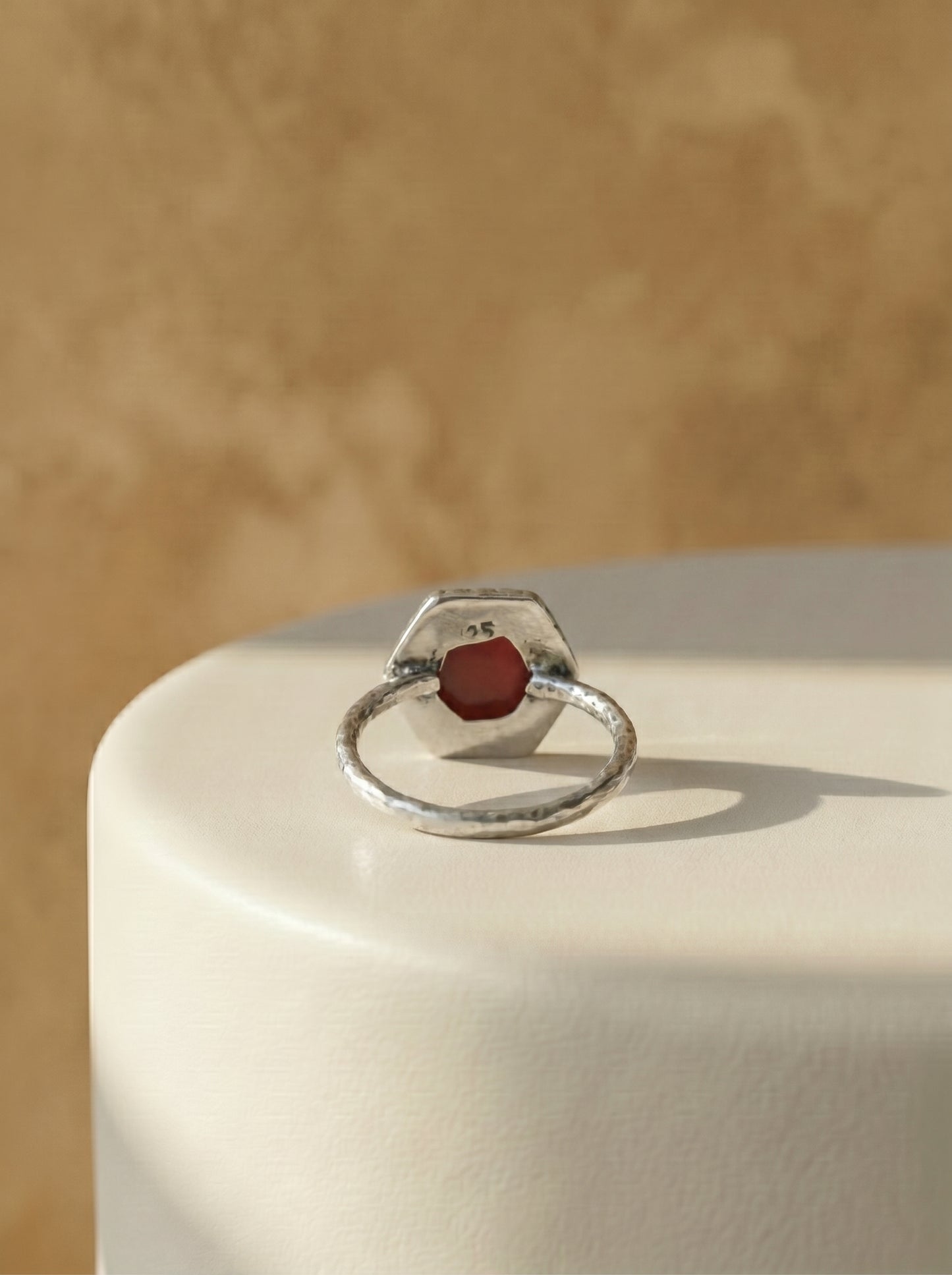 Red Onyx Hexagon Sterling Silver Ring